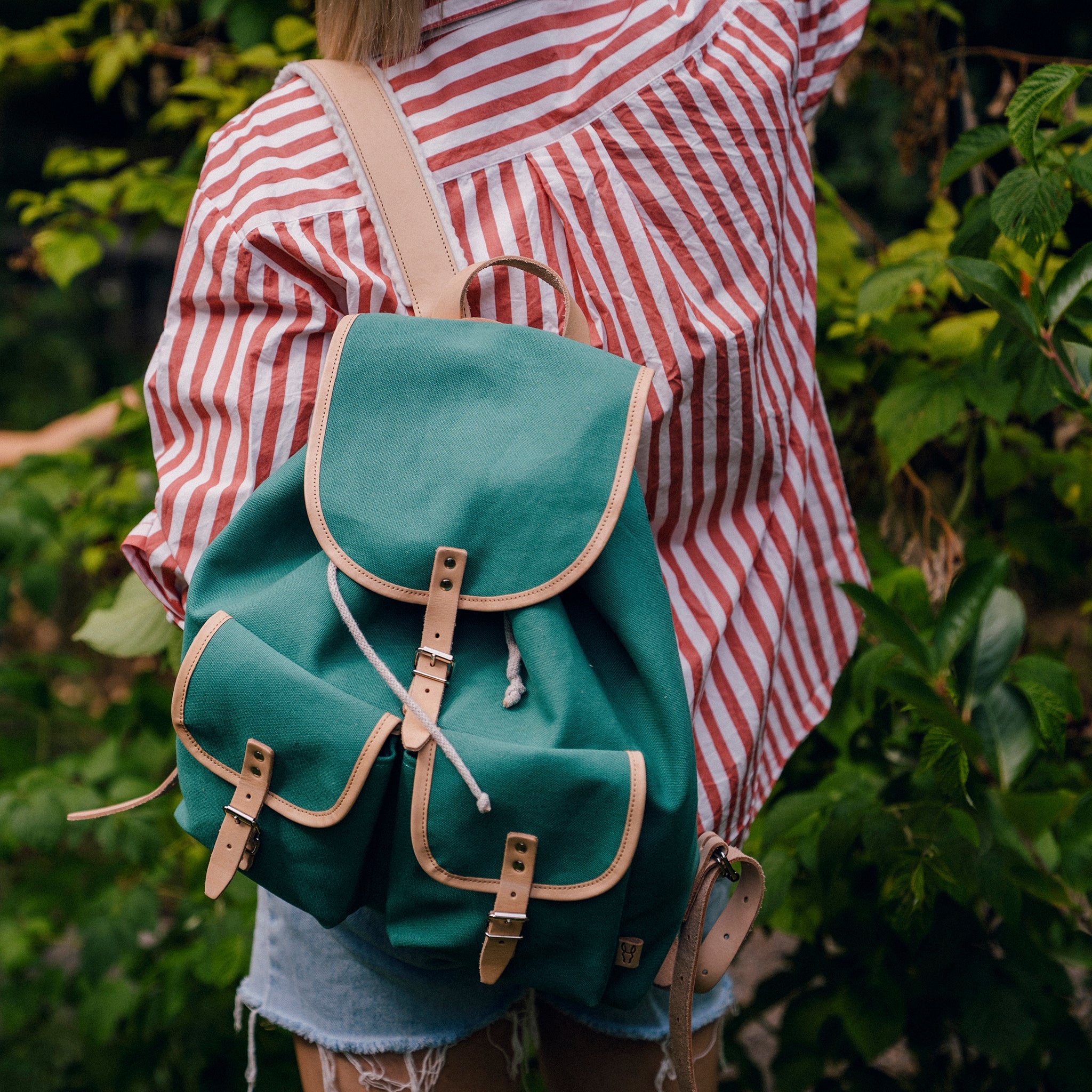 Rucksack Georgia Smaragd Leder Natur