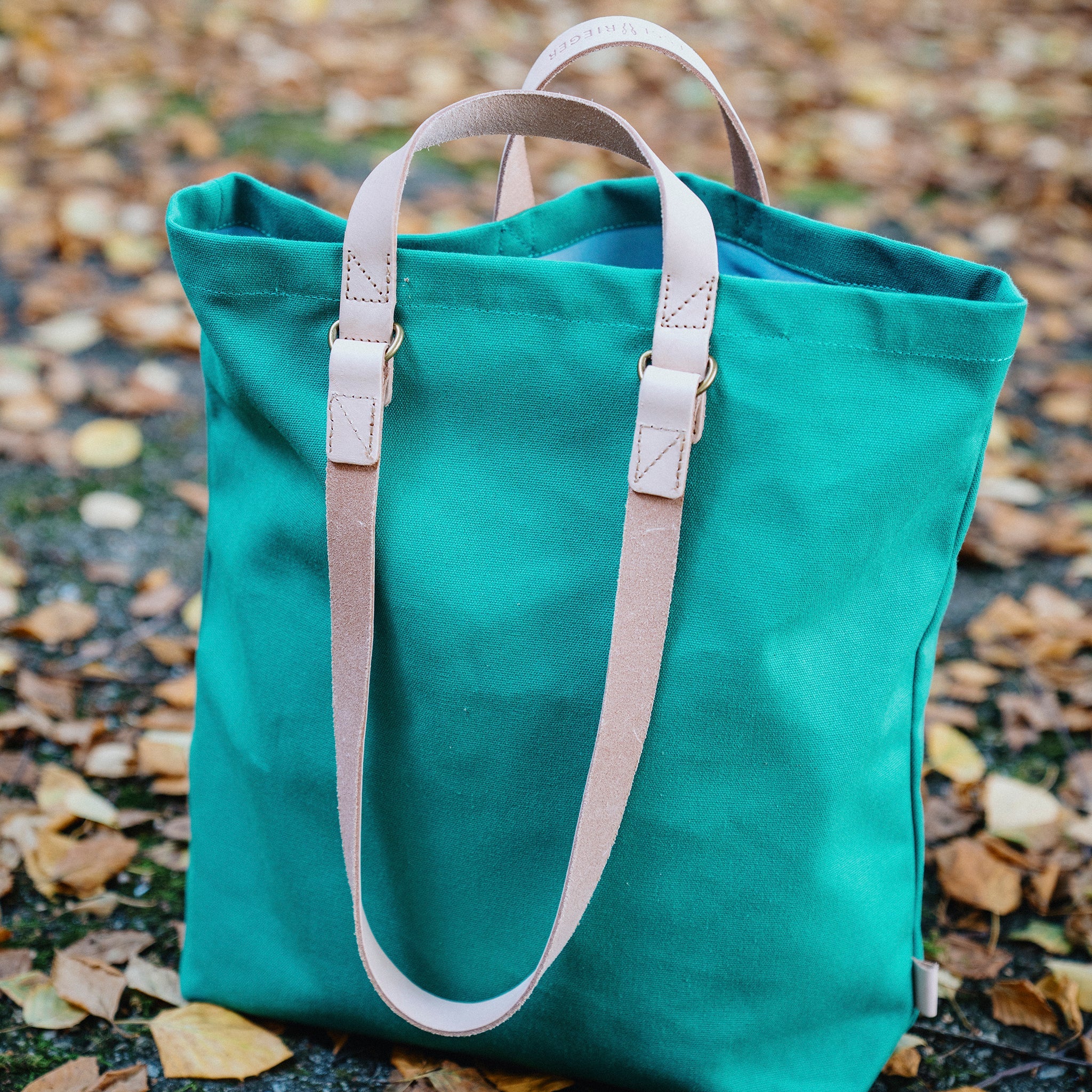 Shopper Sam Smaragd Leder Natur