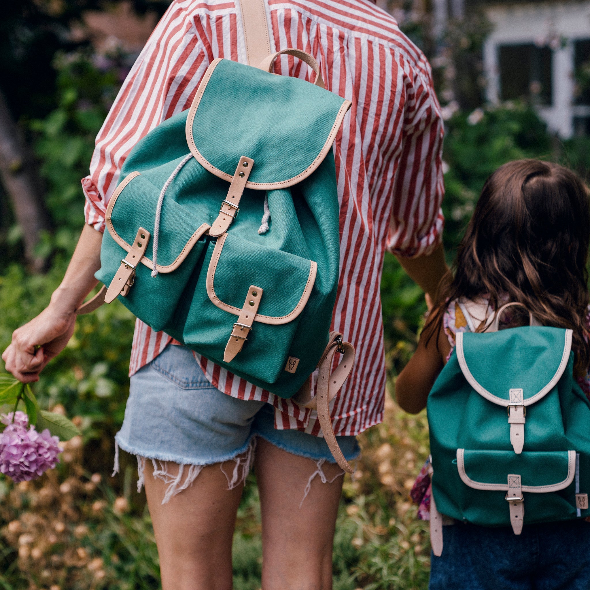 Rucksack Georgia Smaragd Leder Natur