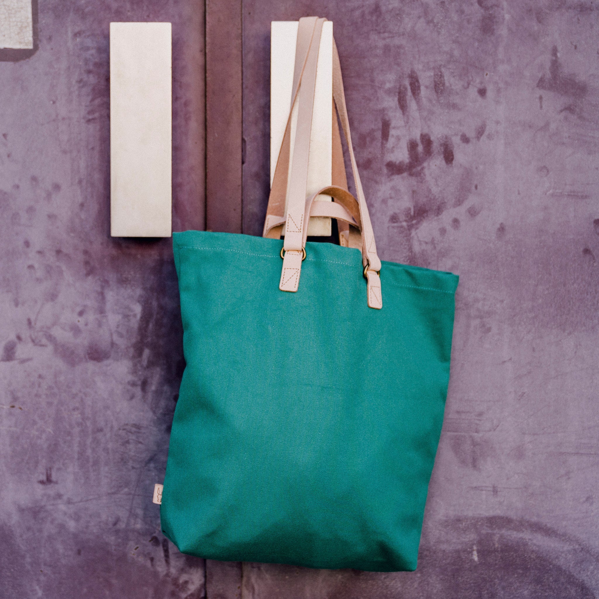 Shopper Sam Smaragd Leder Natur