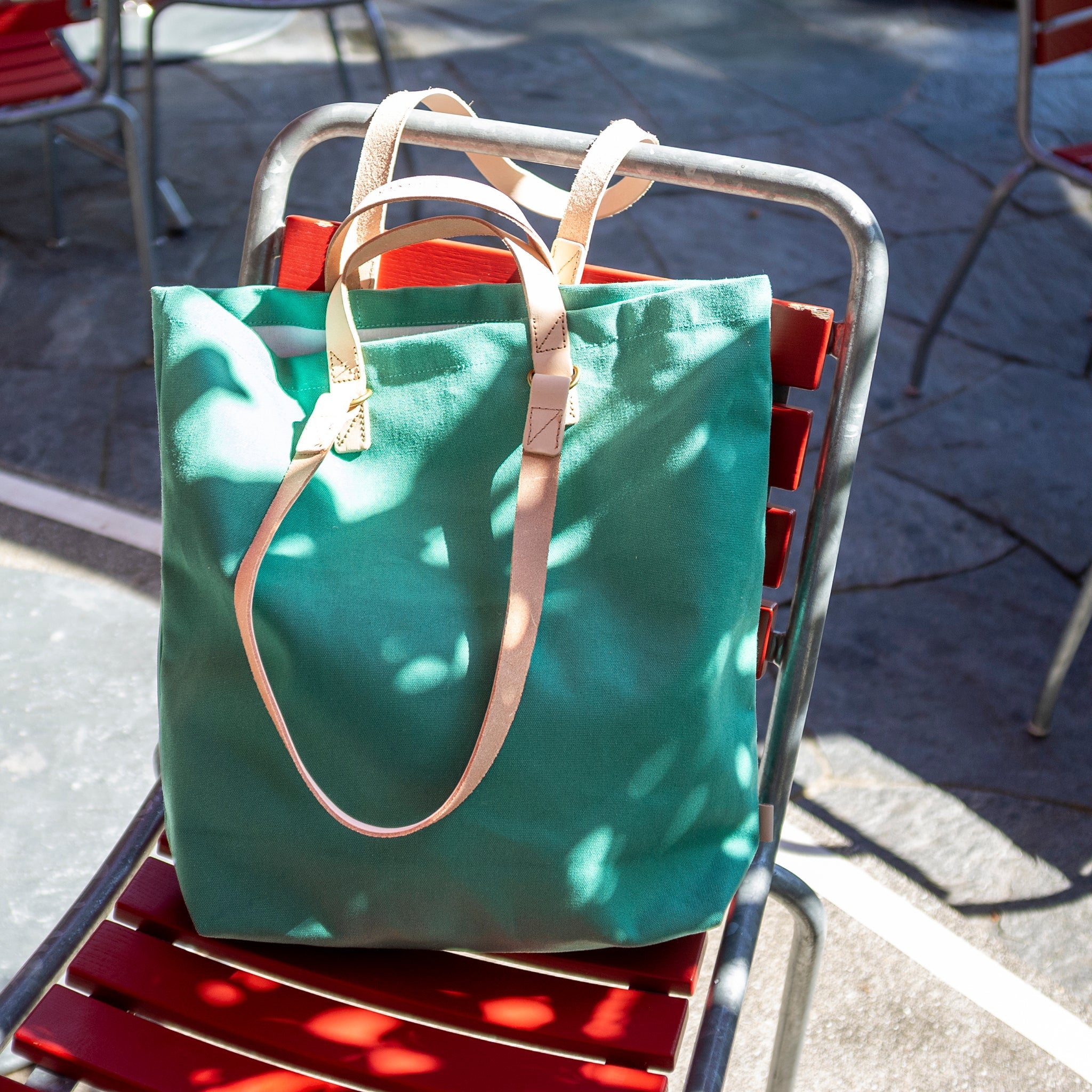Shopper Sam Smaragd Leder Natur