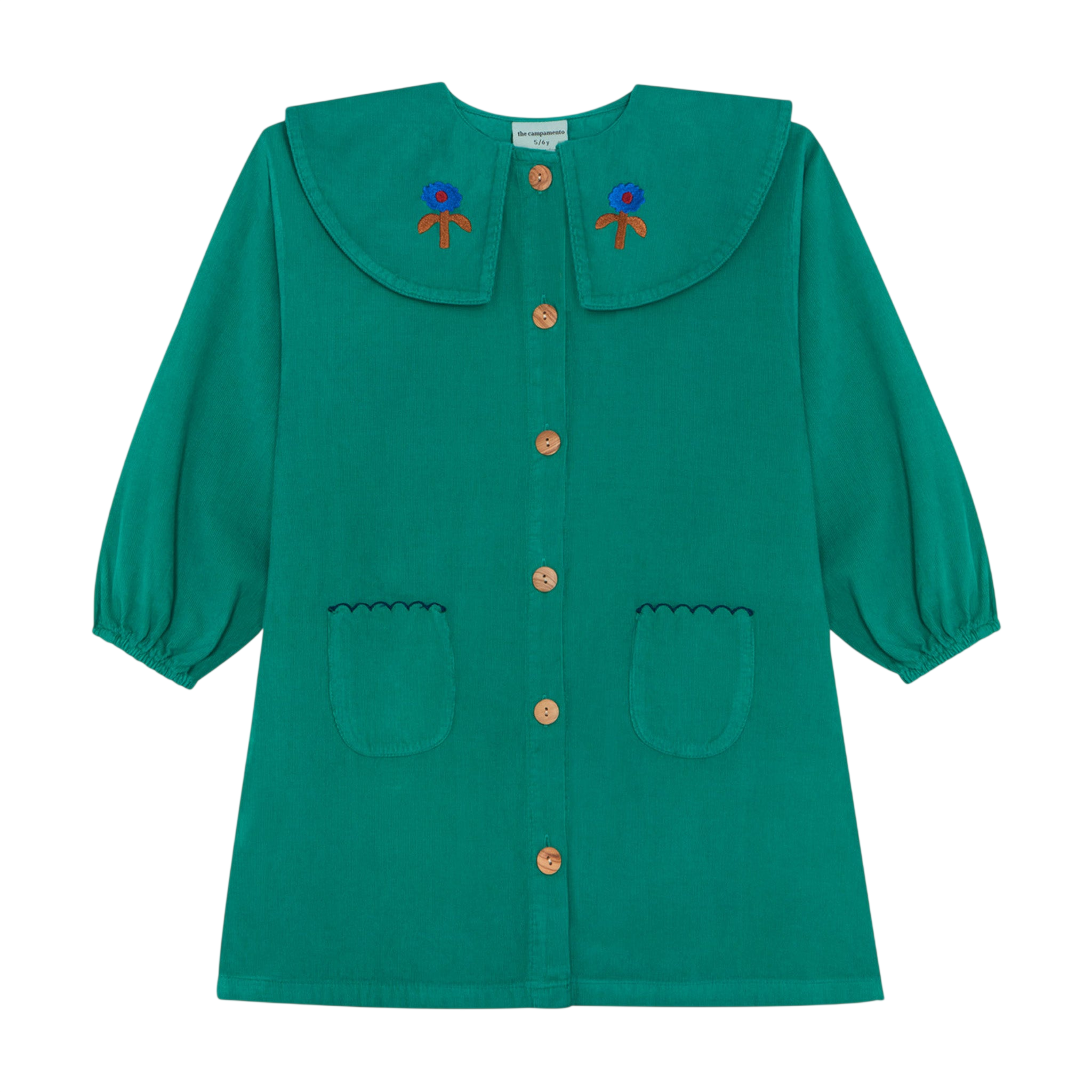Daisies Embroidery Green Dress