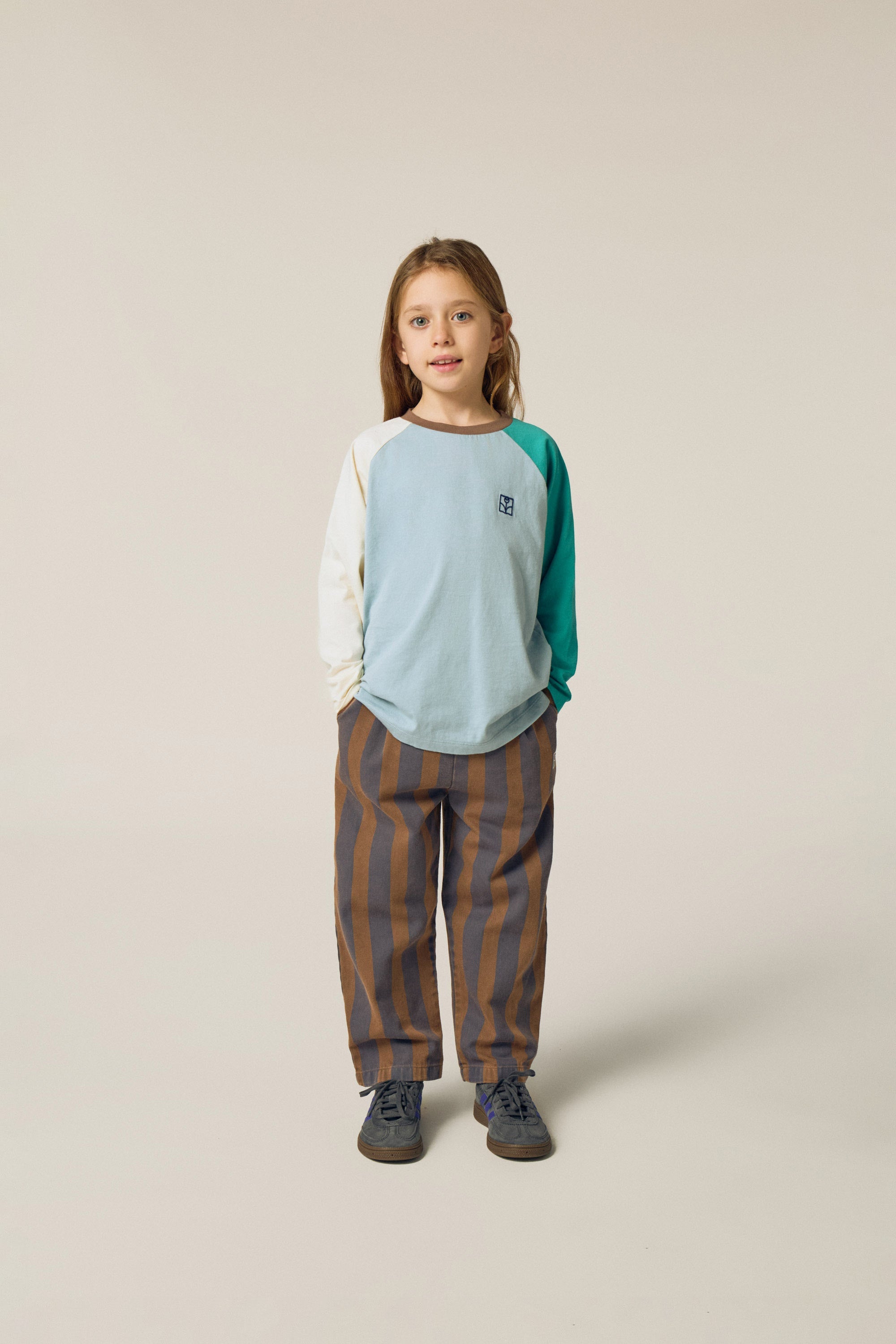 T-shirt à manches longues bleu clair « Color Block »