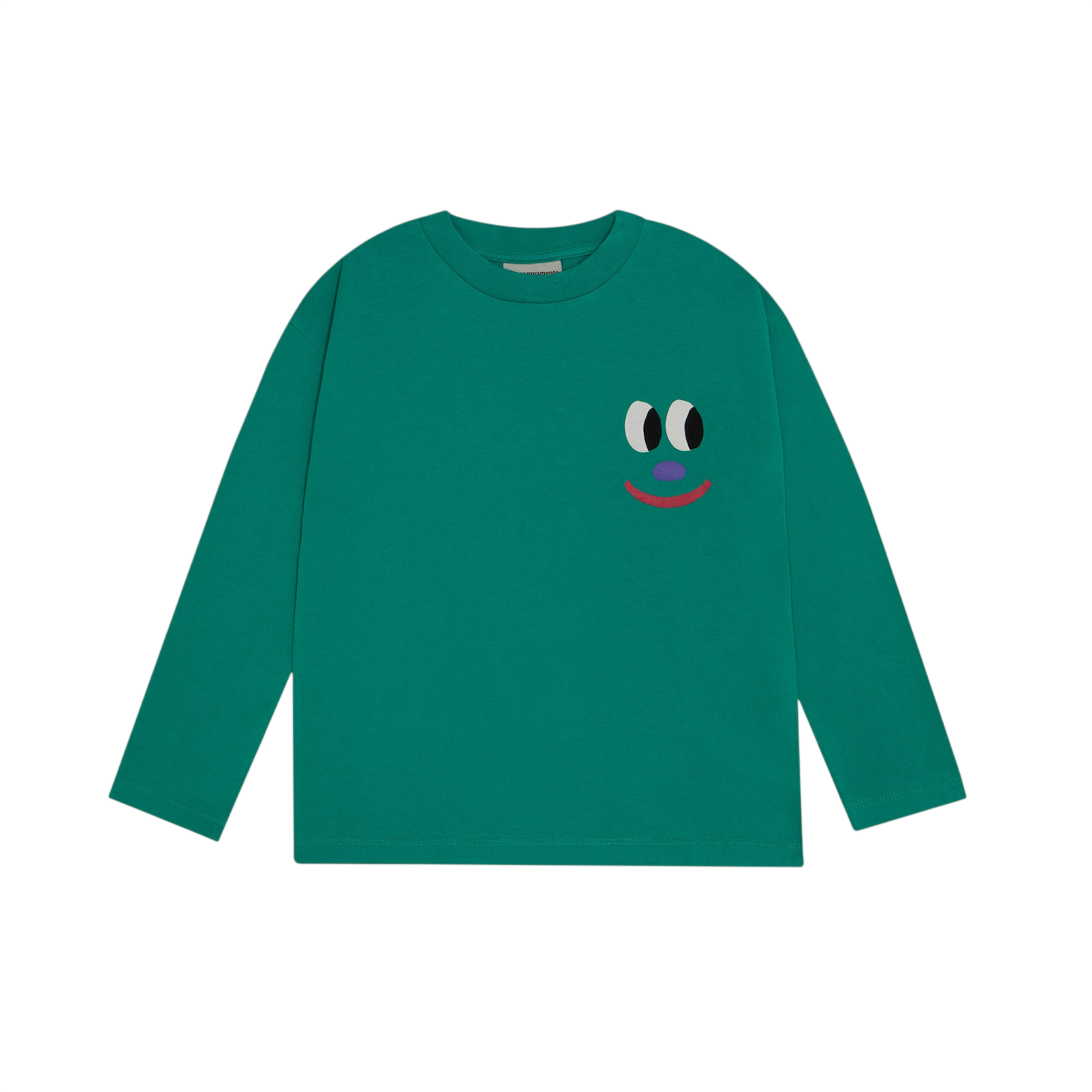 Long-Sleeve Shirt: Smiling Face Green