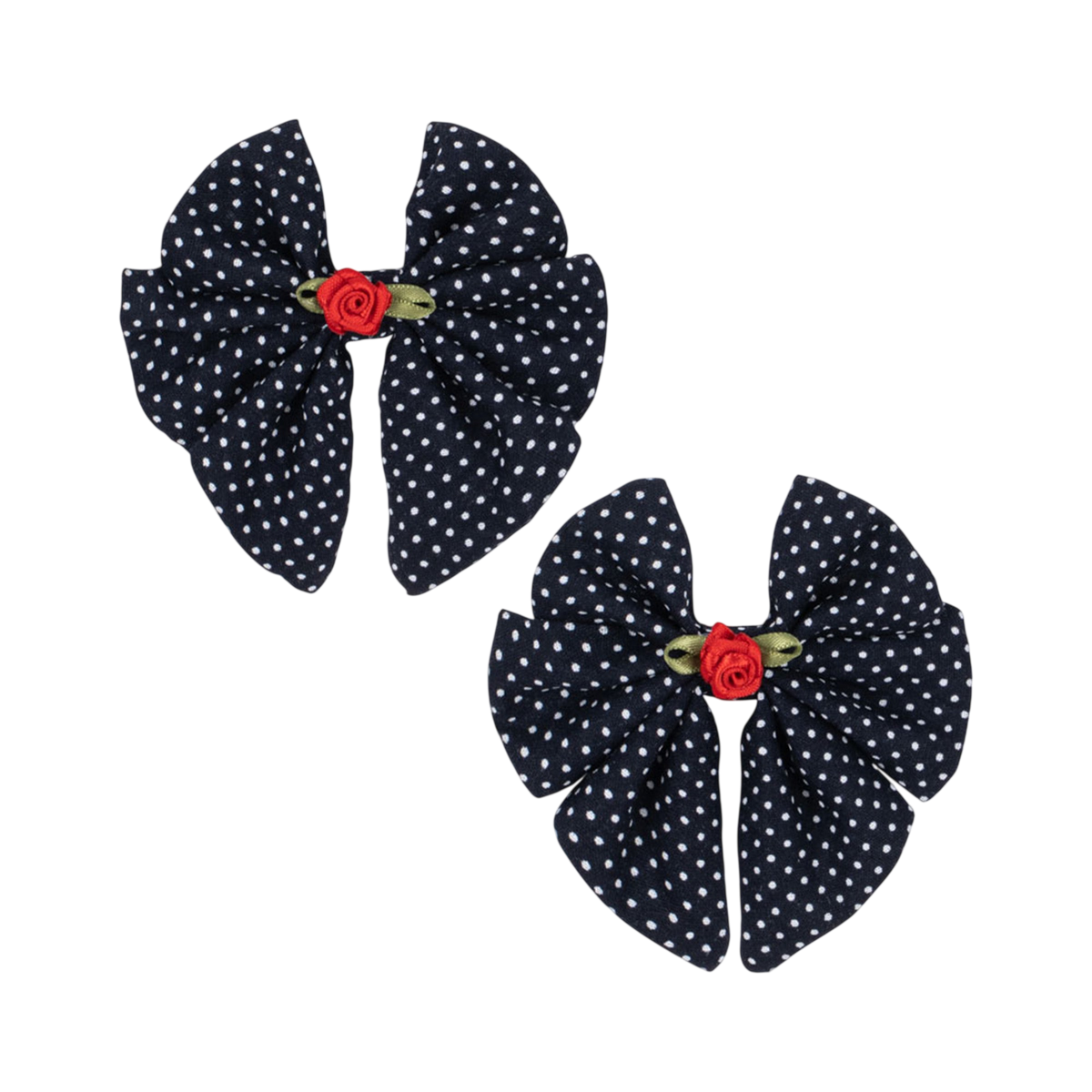 2-Pack Hair Clips: Rose Rouge, Bow, Dot, Nuit
