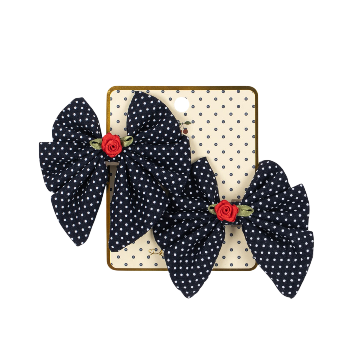 2-Pack Hair Clips: Rose Rouge, Bow, Dot, Nuit