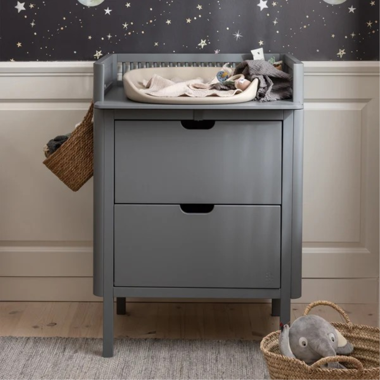 Changing unit with drawers gray New