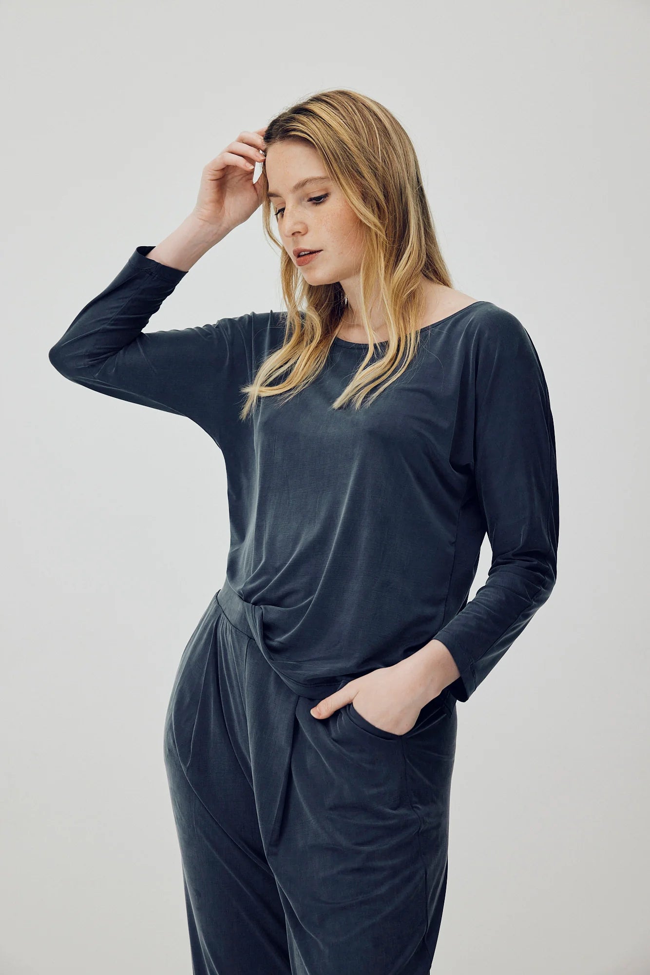 Cupro Plain Top Midnight blue