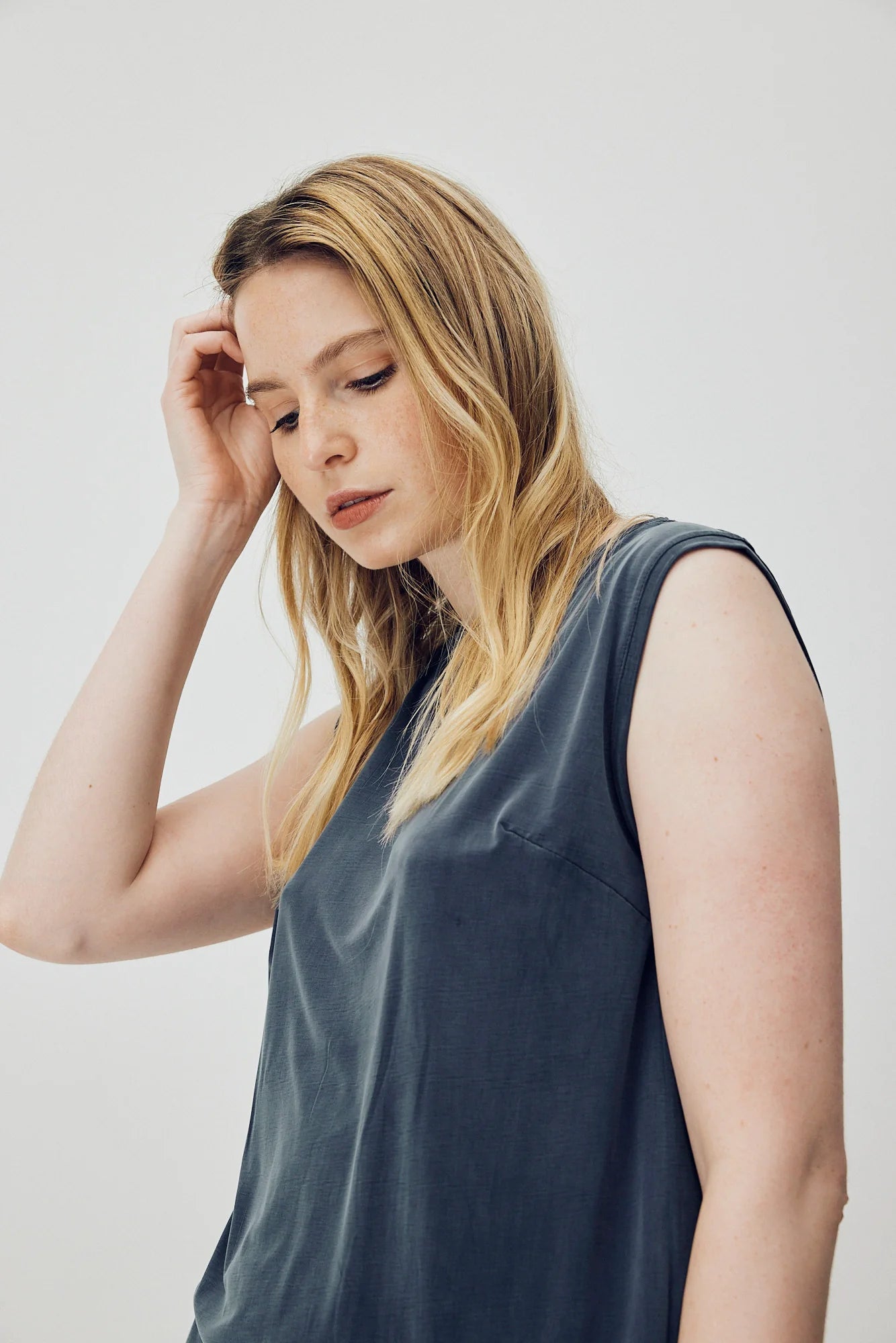 Cupro Sleeveless Top Midnight Blue