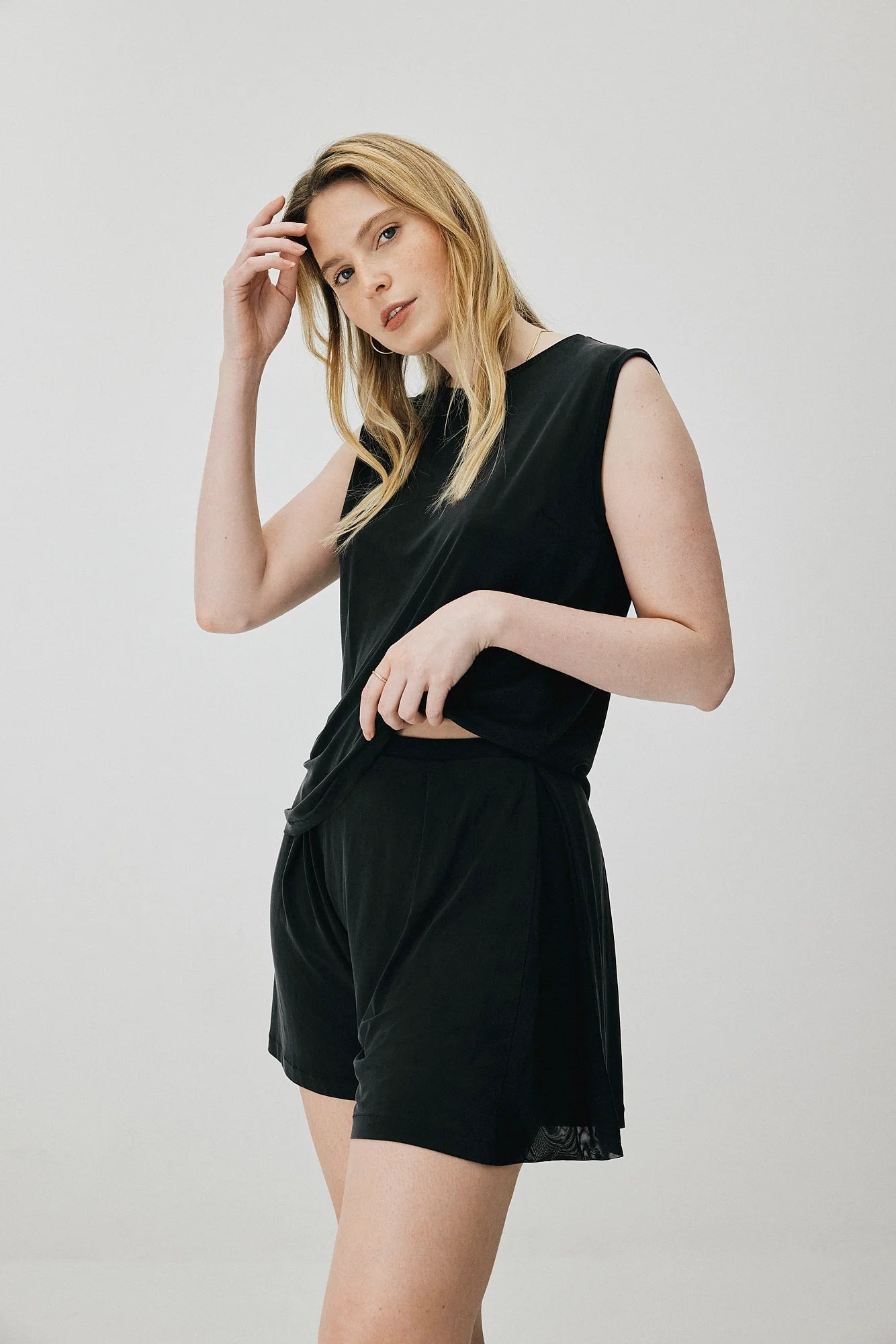 Cupro Sleeveless Top Graphite