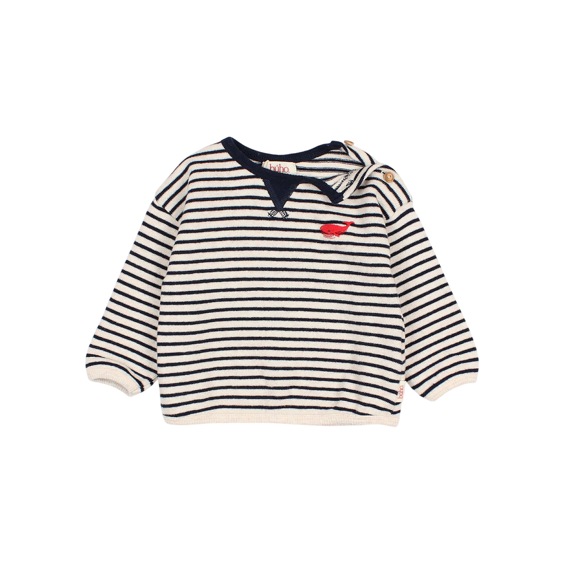 Baby Sweatshirt, Whale Stripes, Navy