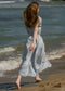 Adult Clarita Robe SWIRLEY WAVE Blanc bleu clair