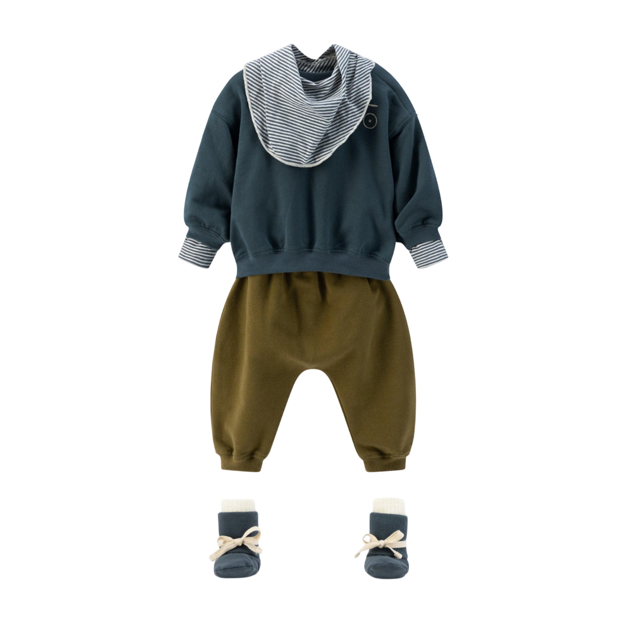 Sweat-shirt pour bébé à épaules tombantes, certifié GOTS, bleu-gris /  Pull pour bébé à épaules tombantes, certifié GOTS, bleu-gris