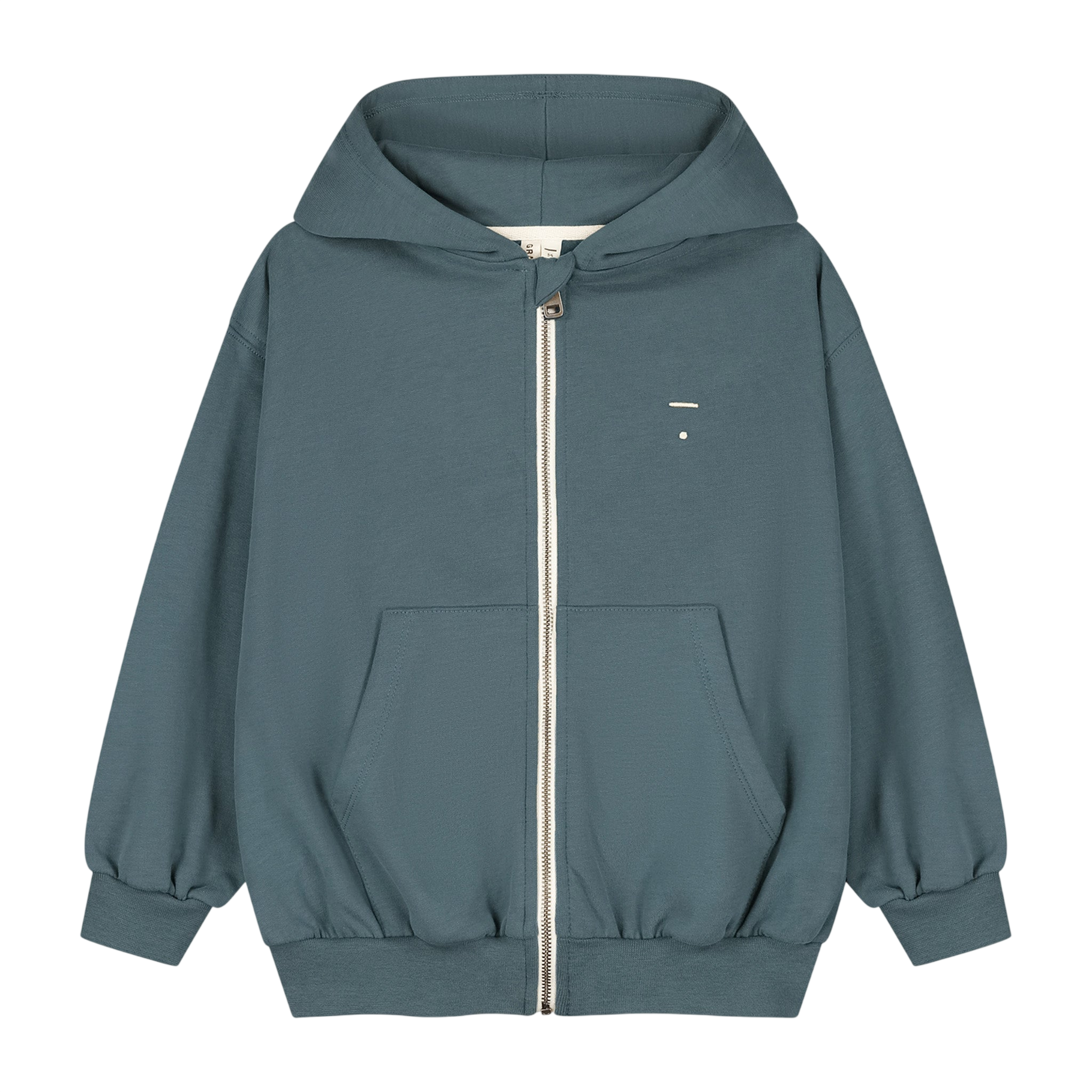 Hoodie w/Zip GOTS Blue Gray