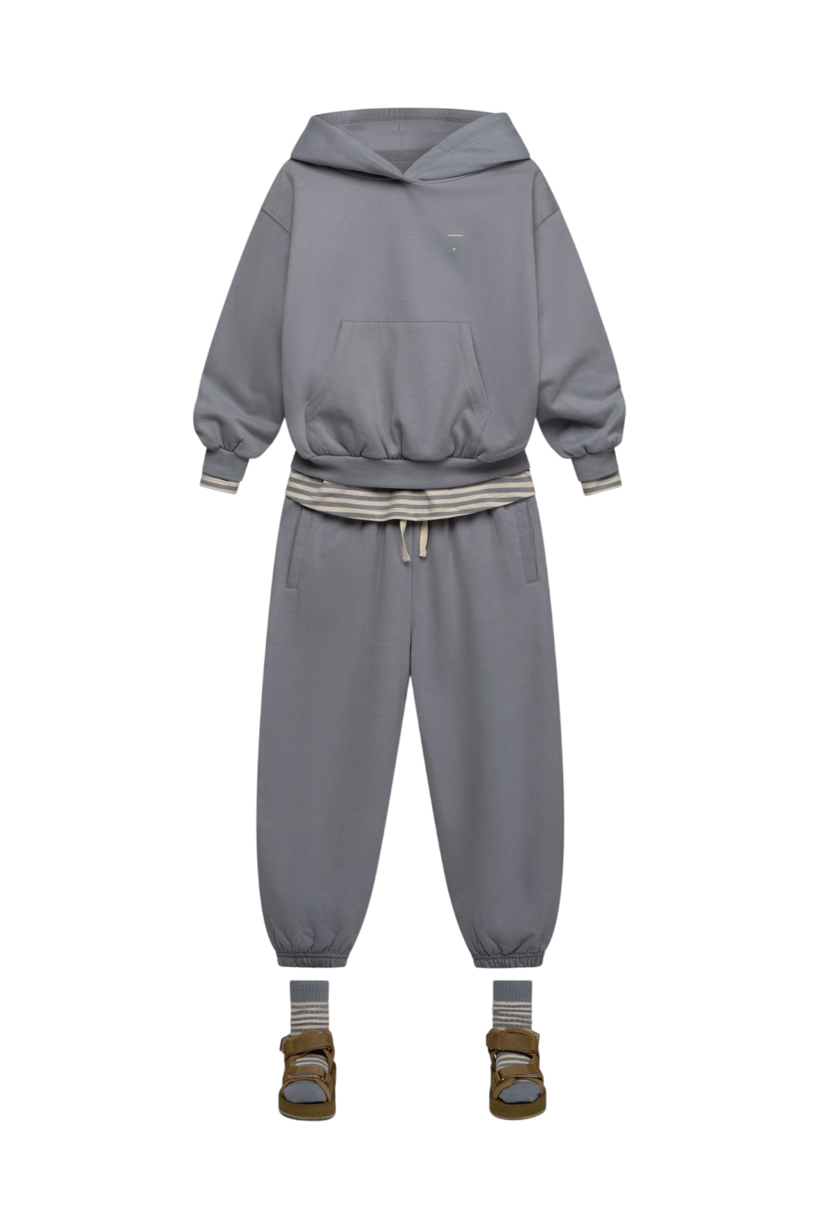 Sweat à capuche GOTS gris pierre