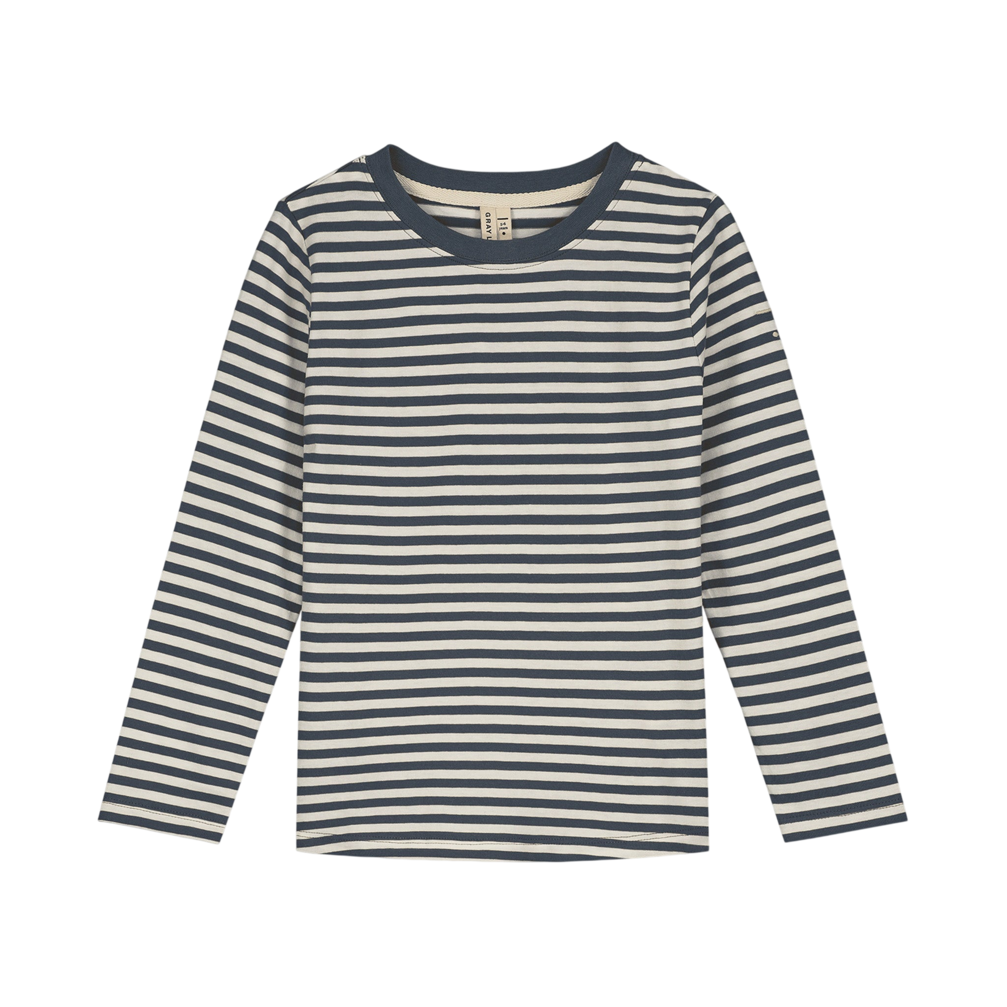 Long-Sleeve Shirt L/S GOTS Blue Gray Cream /   L/S T-Shirt GOTS Blue Gray - Cream