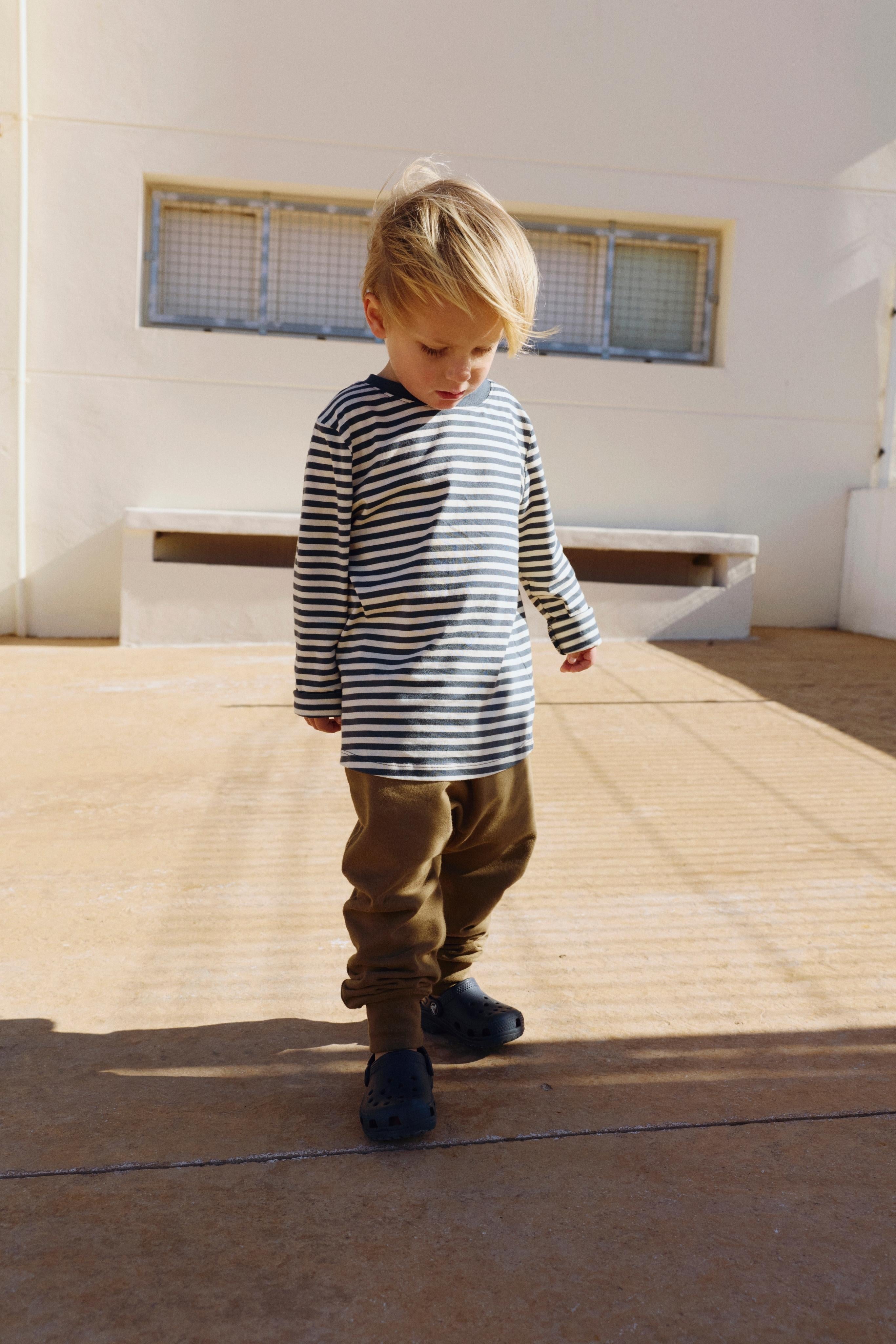 Long-Sleeve Shirt L/S GOTS Blue Gray Cream /   L/S T-Shirt GOTS Blue Gray - Cream