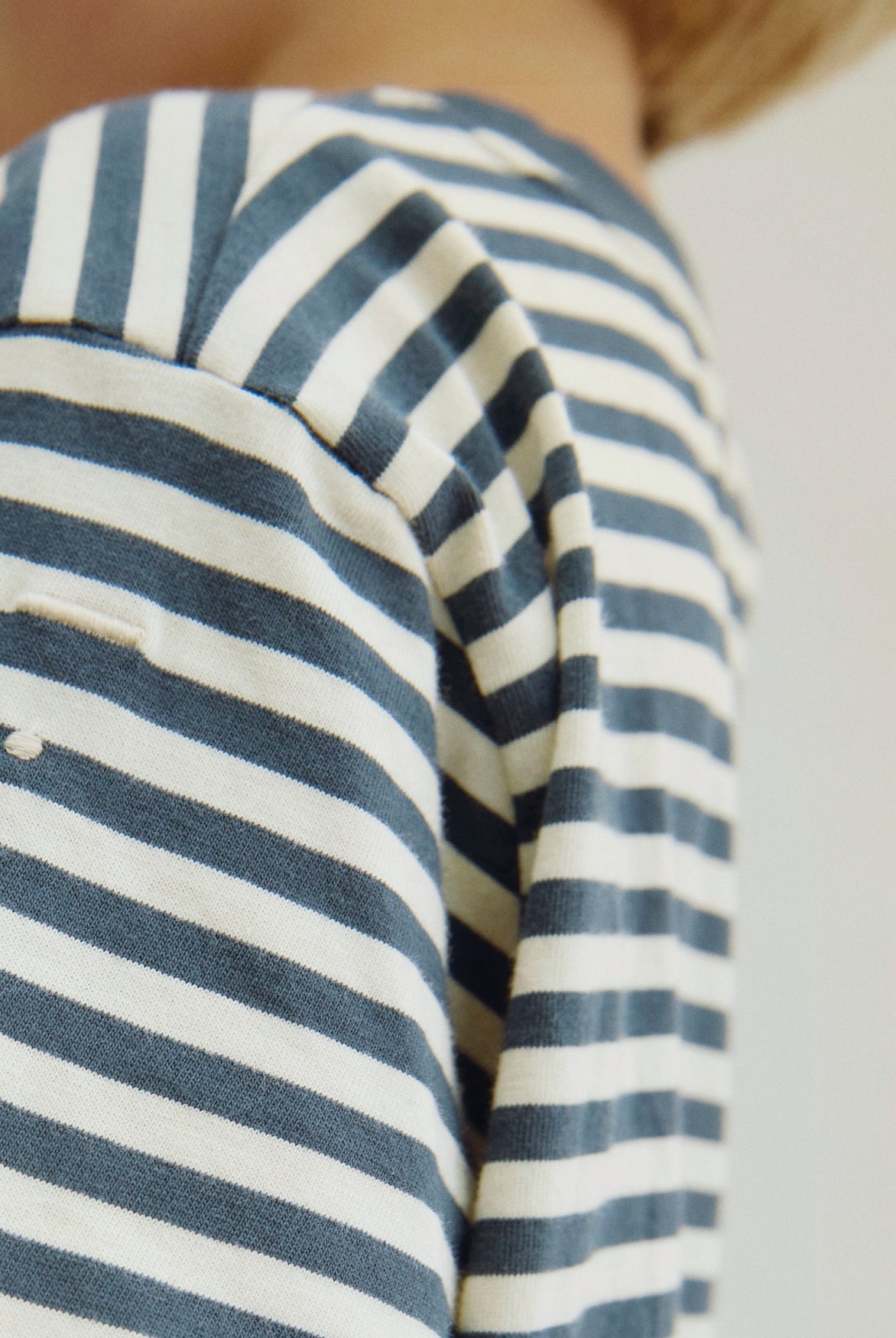 Long-Sleeve Shirt L/S GOTS Blue Gray Cream /   L/S T-Shirt GOTS Blue Gray - Cream