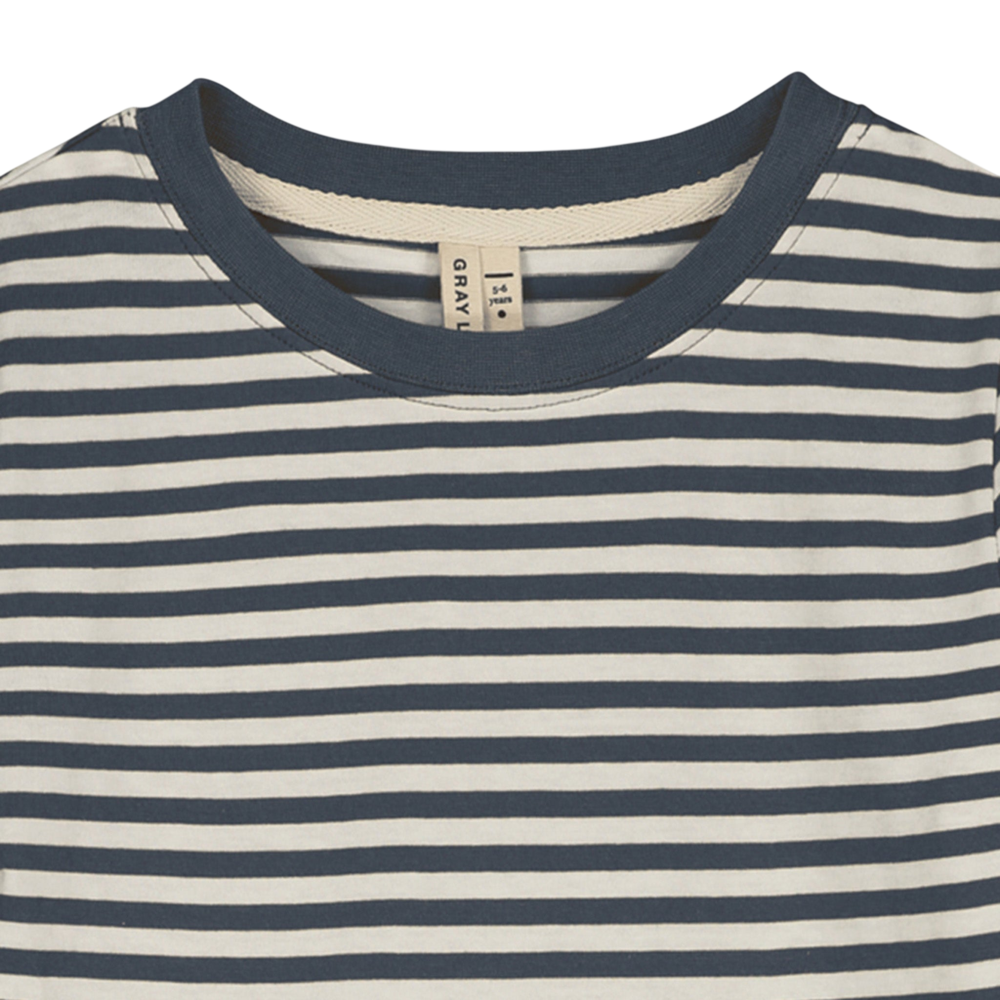 Long-Sleeve Shirt L/S GOTS Blue Gray Cream /   L/S T-Shirt GOTS Blue Gray - Cream