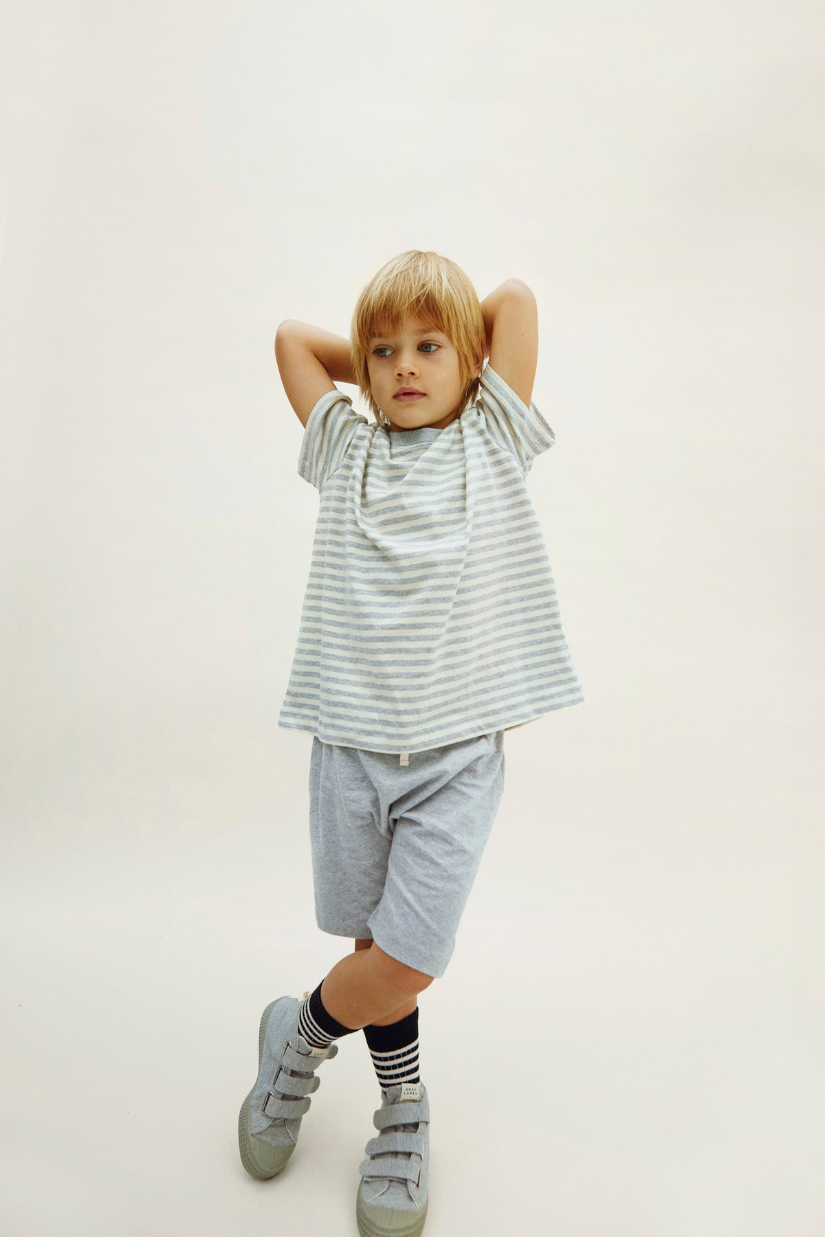 T-shirt oversize GOTS gris chiné - crème /  T-shirt oversize GOTS gris chiné - crème