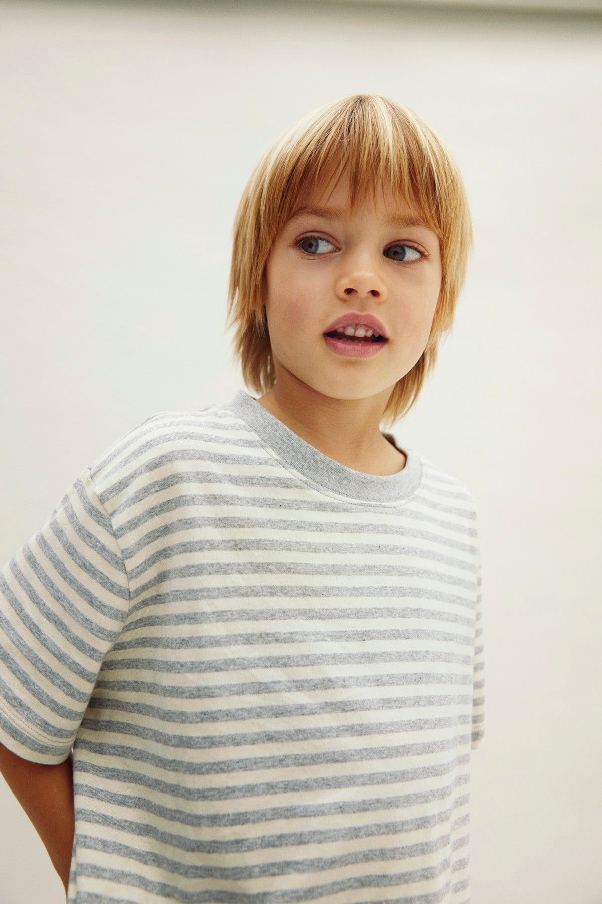 T-shirt oversize GOTS gris chiné - crème /  T-shirt oversize GOTS gris chiné - crème