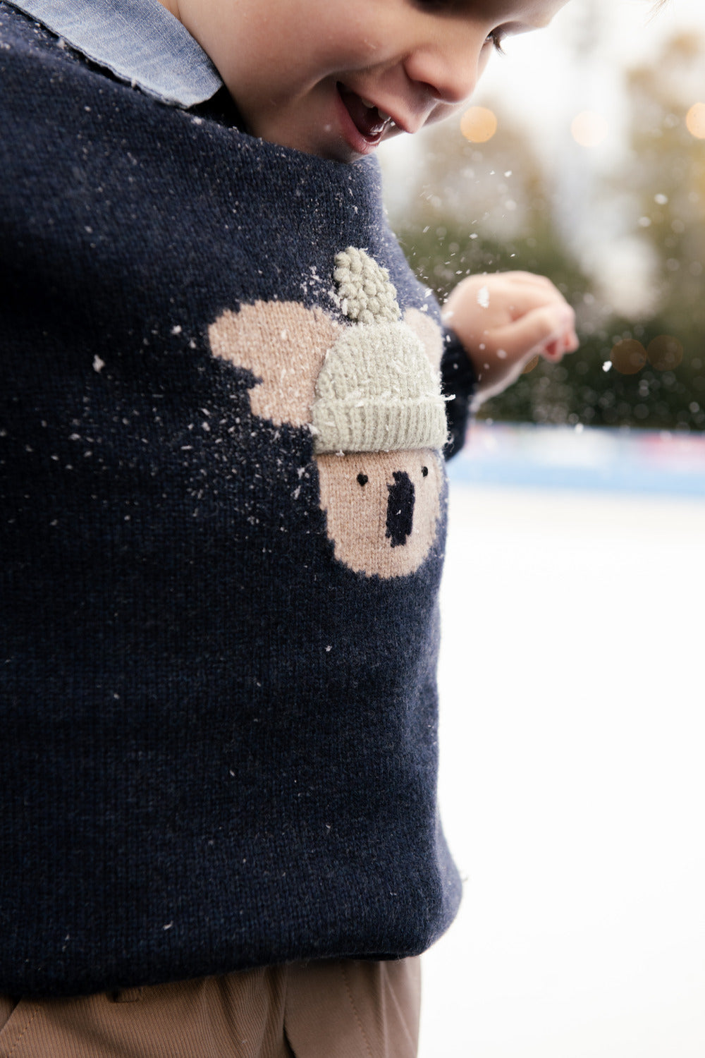 Long-Sleeve Shirt "Denn Merino Koala" Navy Blue Melange