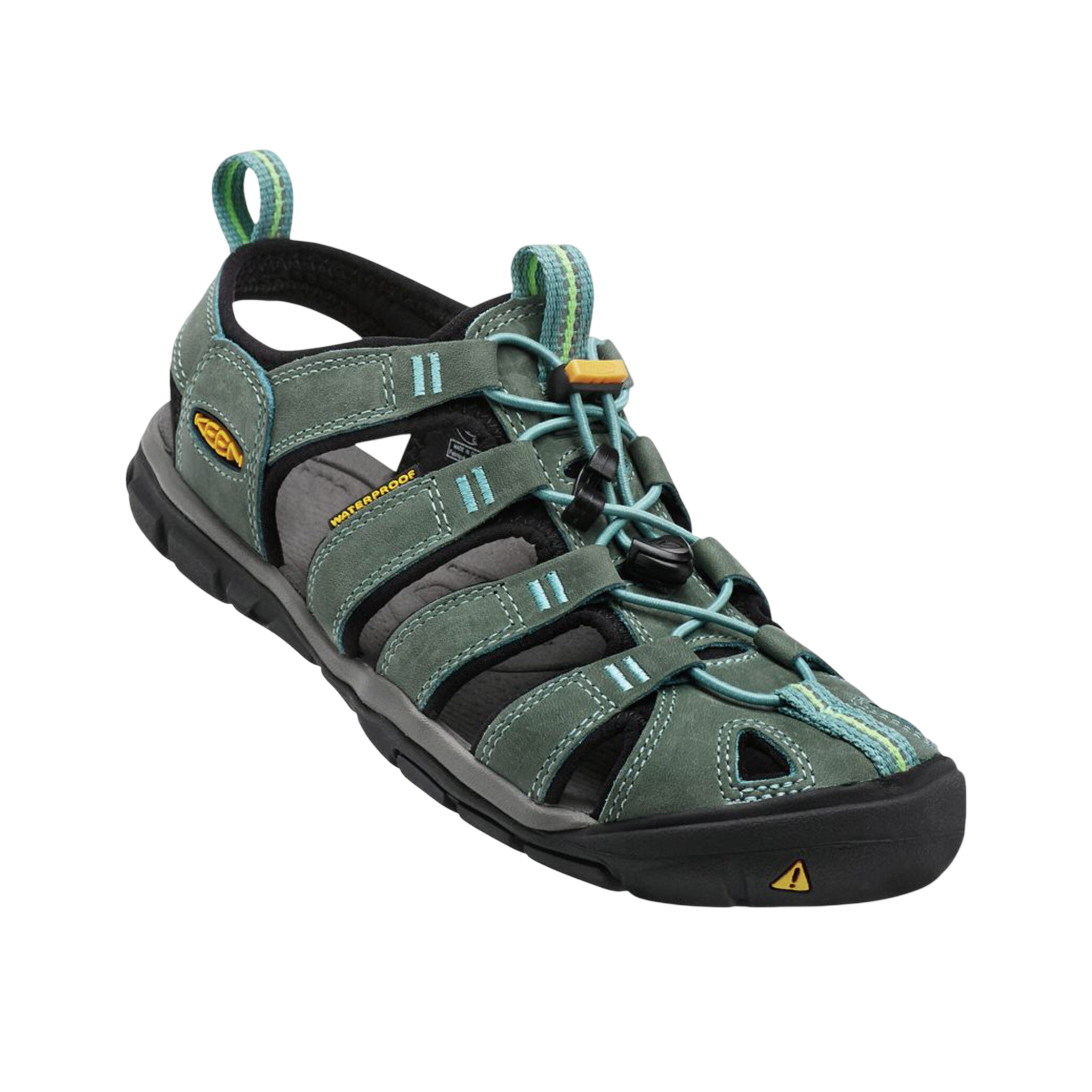 Sandals W Clearwater CNX Leather, Mineral Blue/Yellow