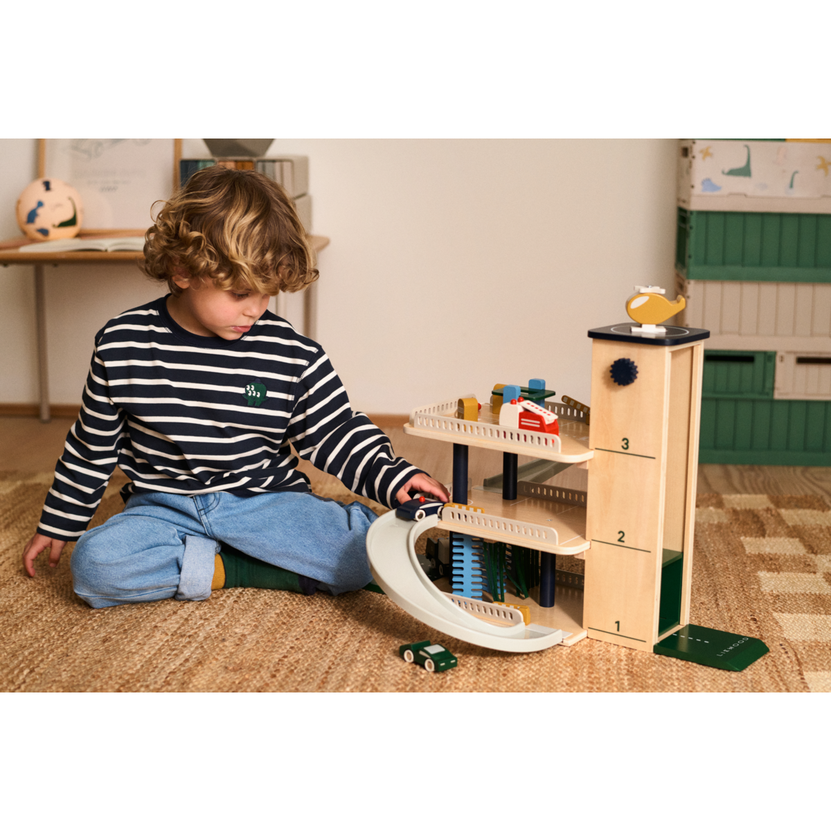 Jordy Beach Blue Multi Mix Toy Parking Garage