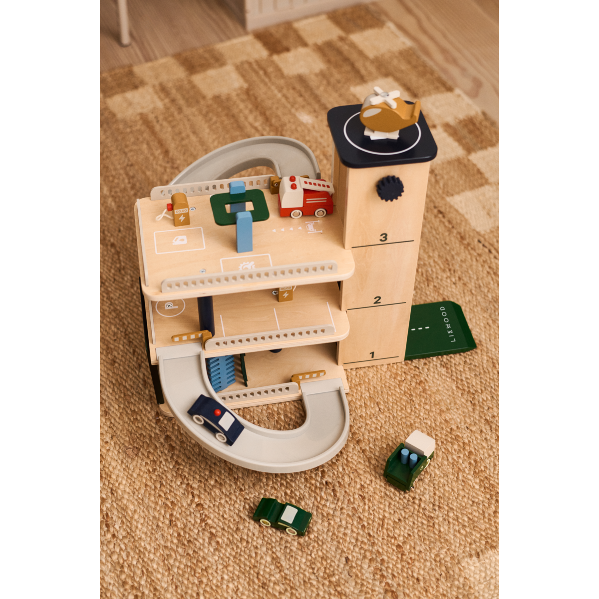 Jordy Beach Blue Multi Mix Toy Parking Garage