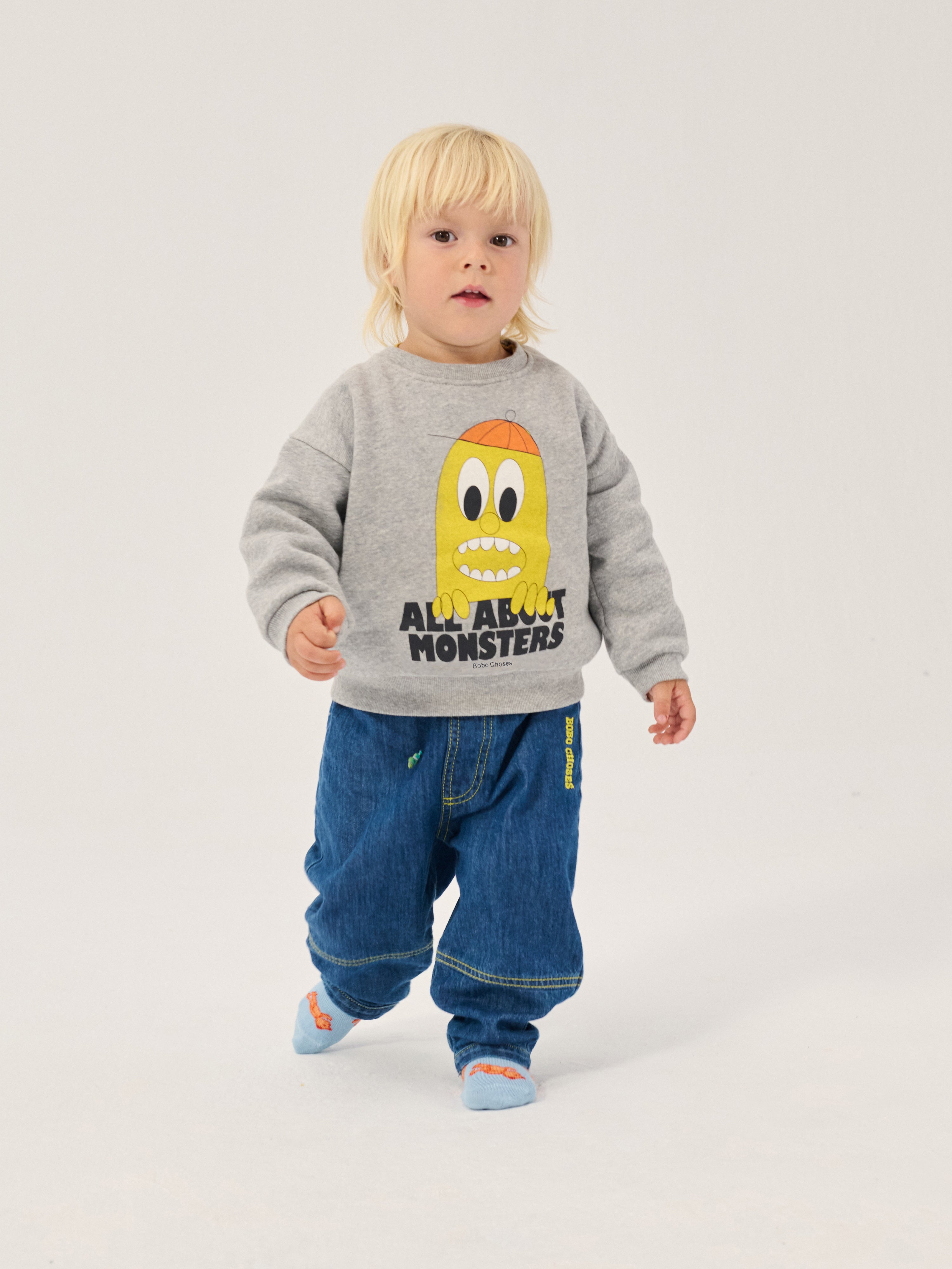 Baby Sweatshirt Bigtooth Lemon Light Heather Grey