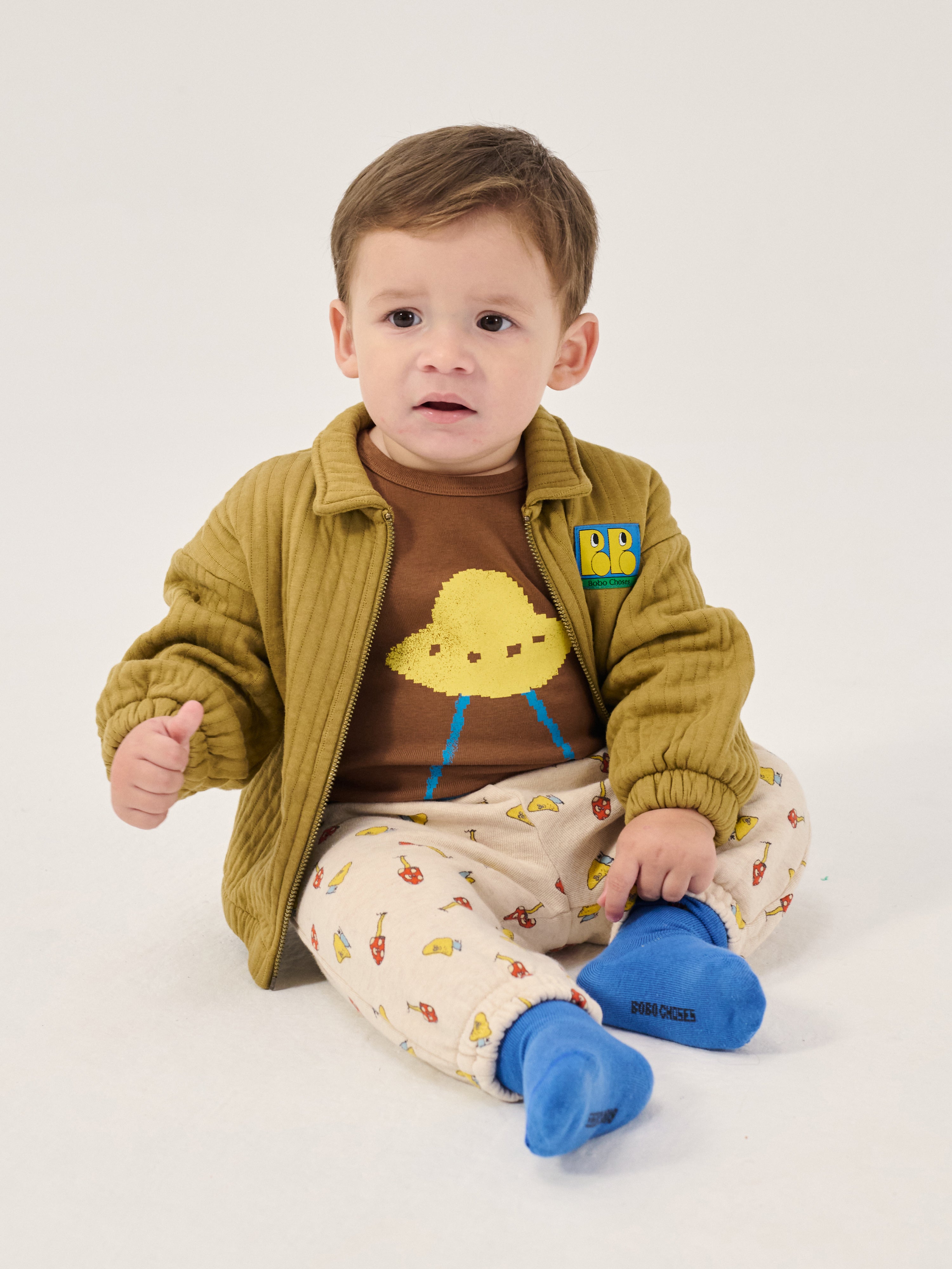Boo Bo Choses Khaki Baby Jacket / Booo Bo Choses Quilted Zipped Sweatshirt