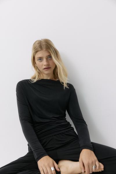 Langarmshirt Cupro Draped Graphite