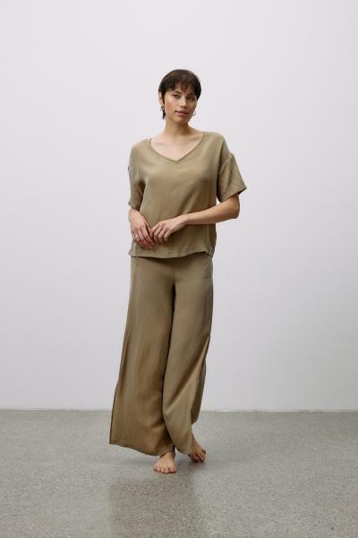 Top réversible en cupro tissé, couleur coriandre