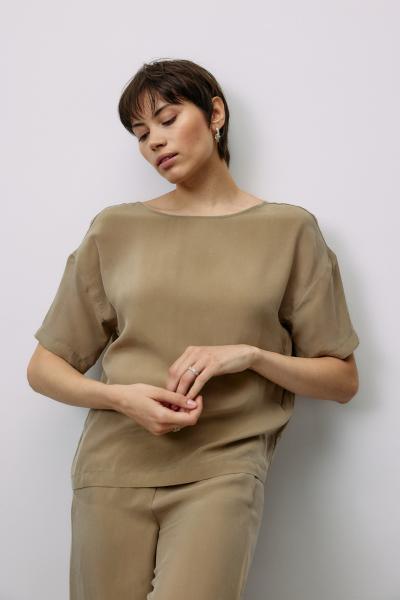 Top réversible en cupro tissé, couleur coriandre