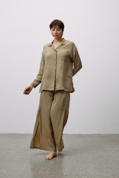 Pantalon de loisirs en cupro tissé, couleur coriandre