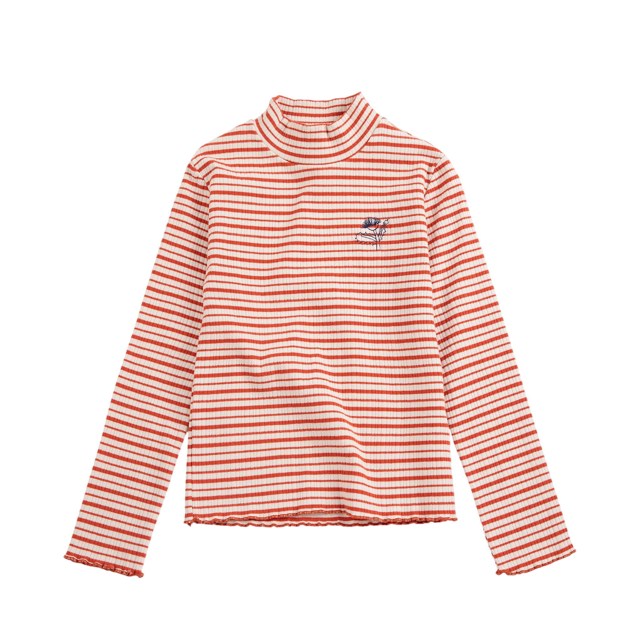 T-shirt à manches longues Energy Flower Stripes à col roulé, blanc cassé