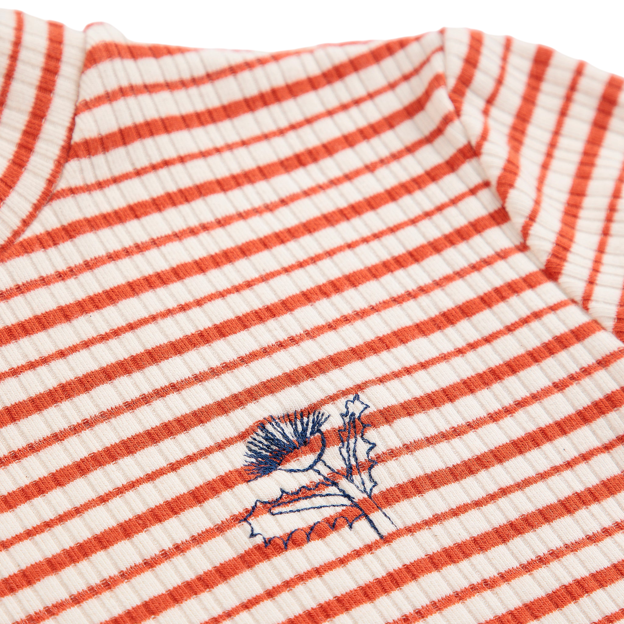 T-shirt à manches longues Energy Flower Stripes à col roulé, blanc cassé