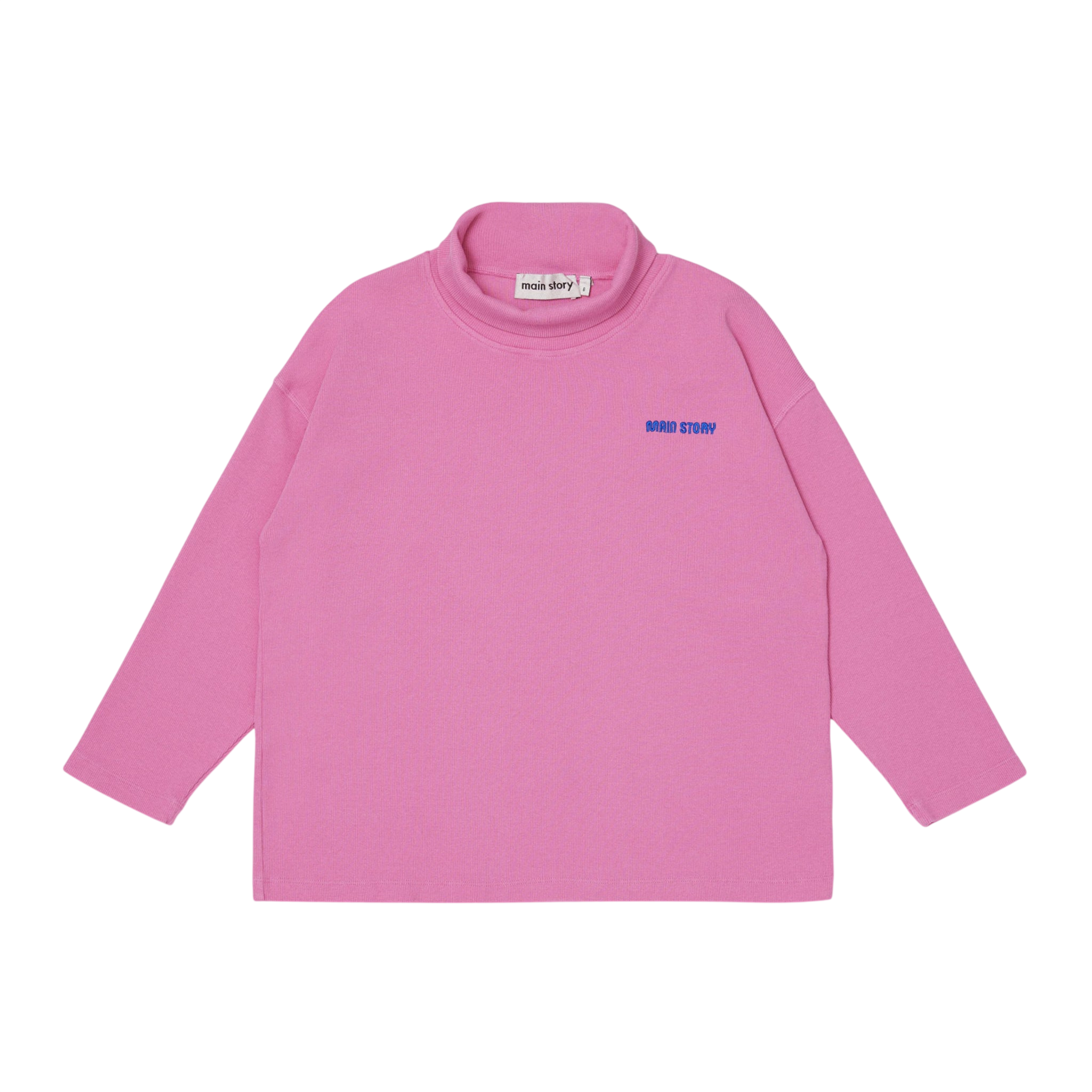 Long-Sleeve Roll Neck T-Shirt in Bubblegum
