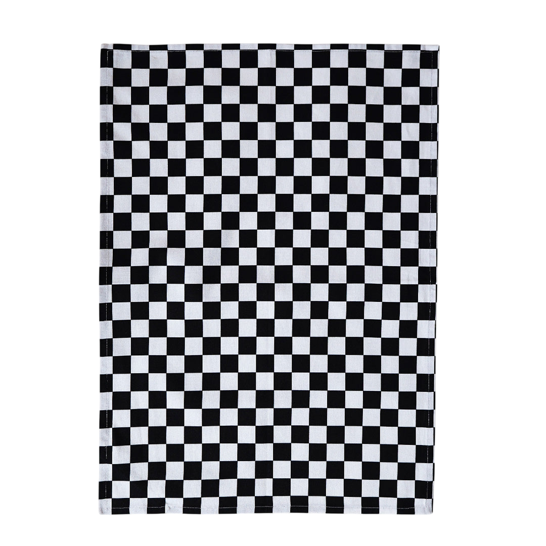 Torchon imprimé à carreaux noirs et blancs multicolores
