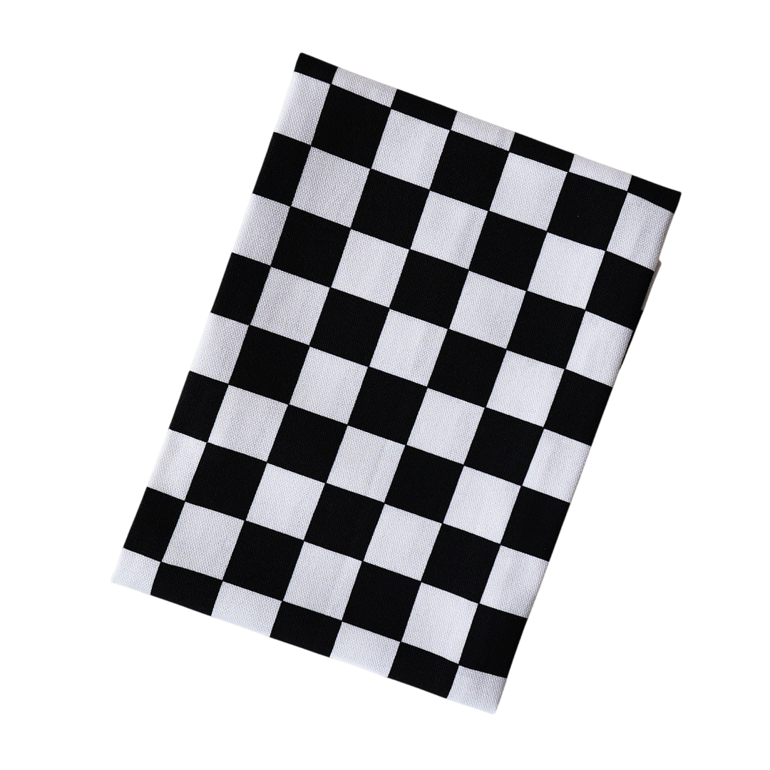 Torchon imprimé à carreaux noirs et blancs multicolores