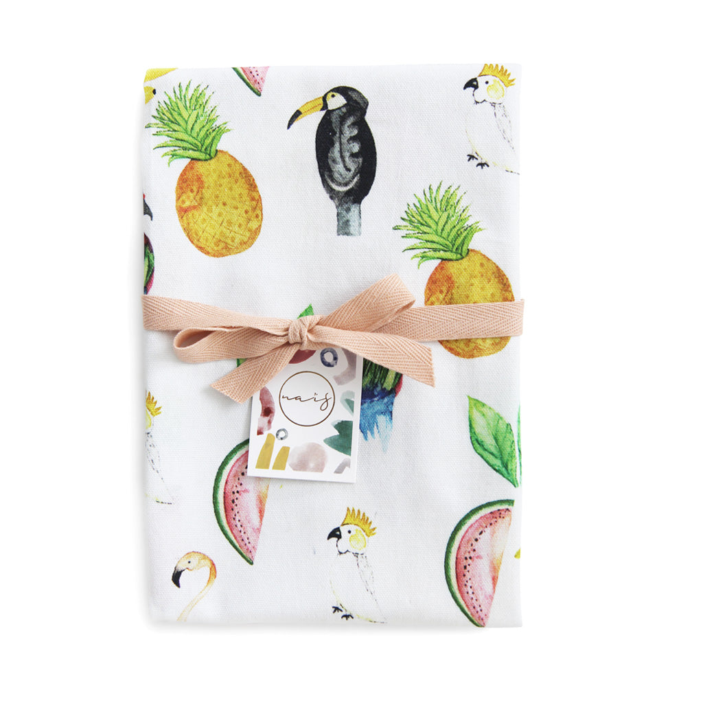 Torchon imprimé « Fruits Birds multi »