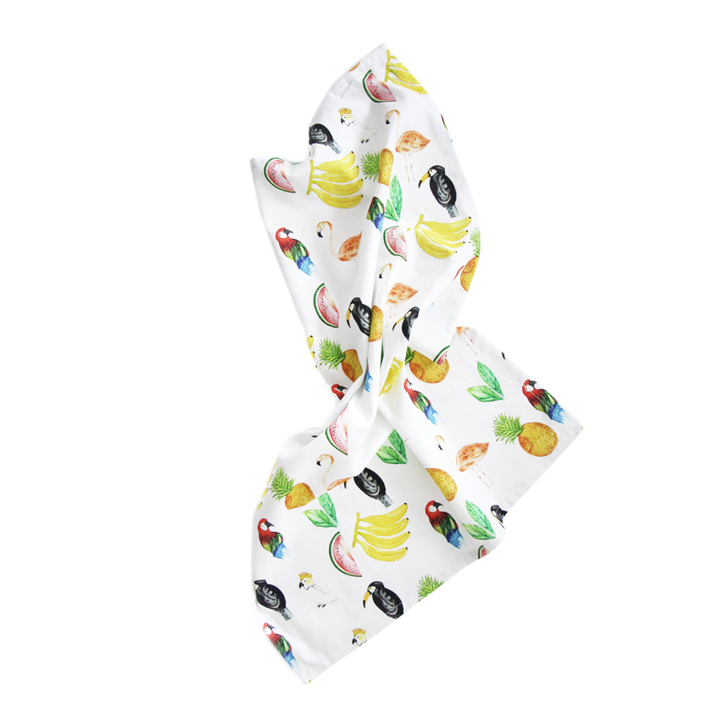 Torchon imprimé « Fruits Birds multi »