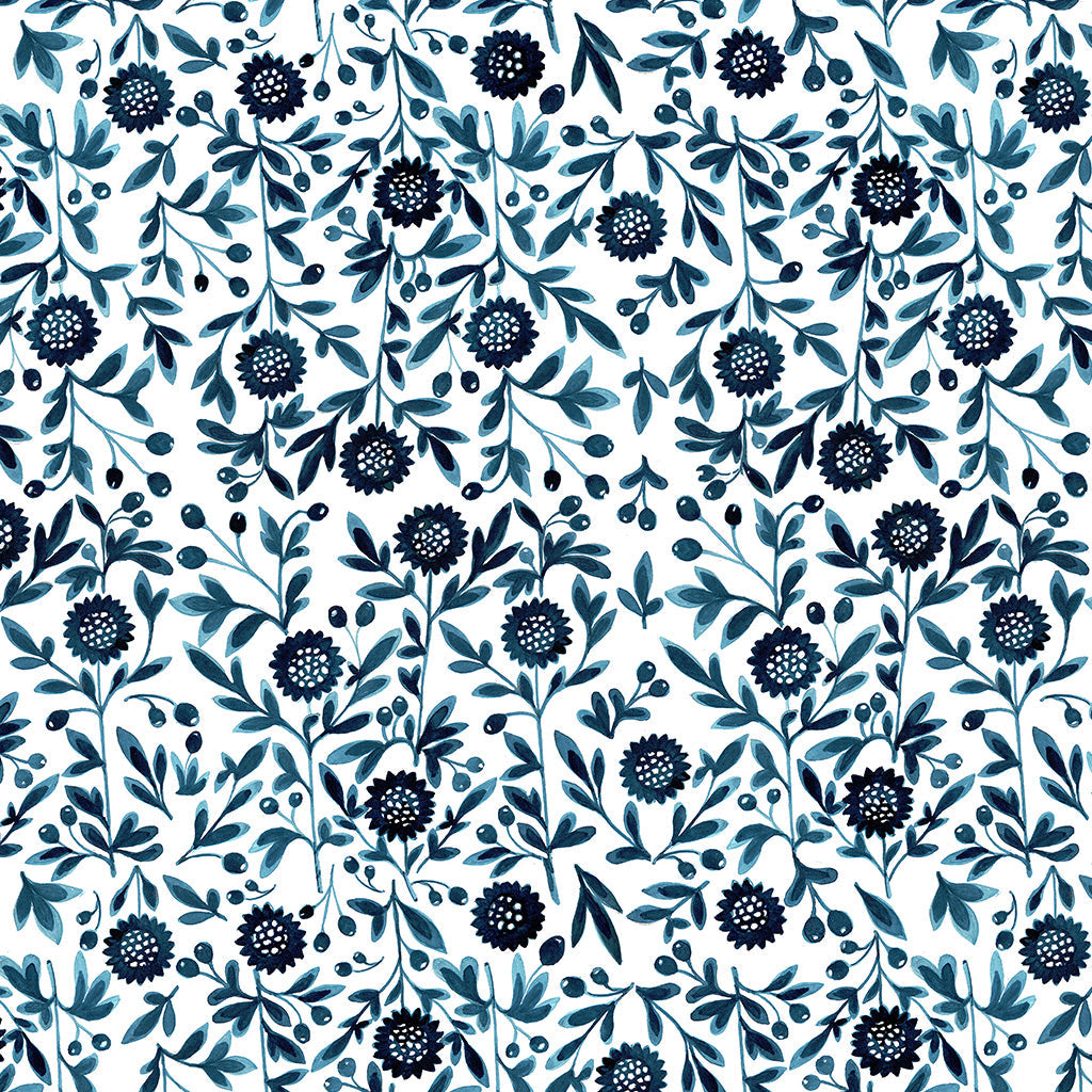 Torchon imprimé « My Blue Flowers multi »
