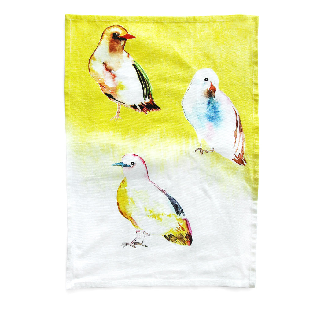 Torchon imprimé « Yellow Birds multi »