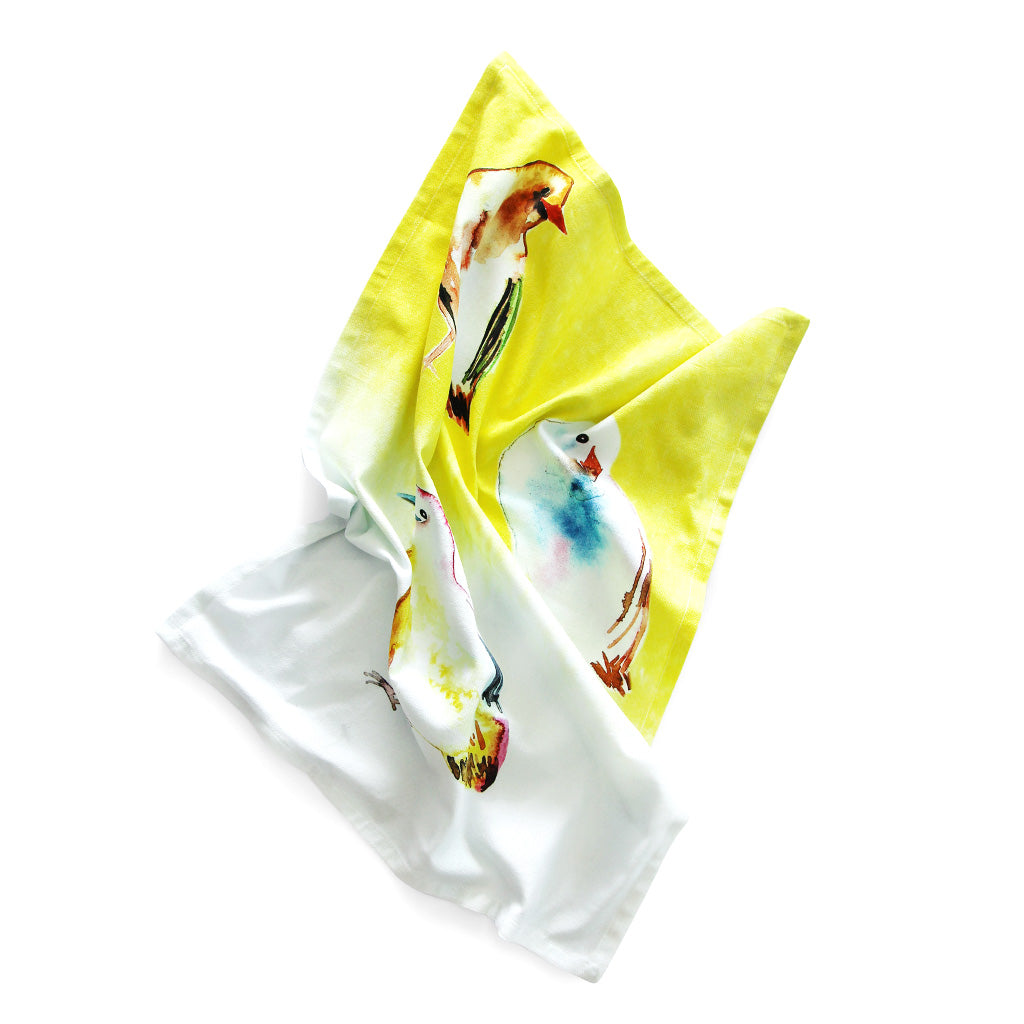Torchon imprimé « Yellow Birds multi »
