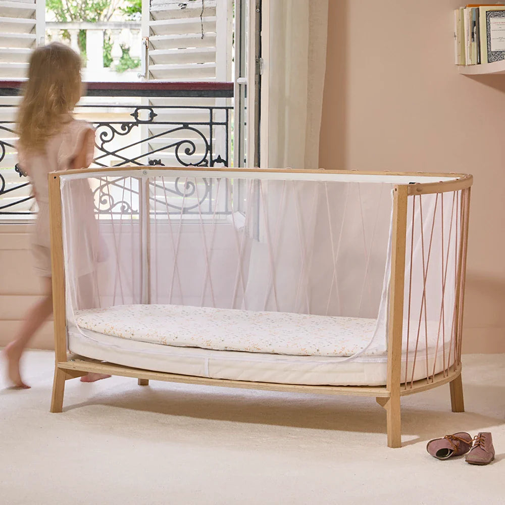 Lit bébé KIMI Kit 120 avec matelas et surmatelas Bois de Rose