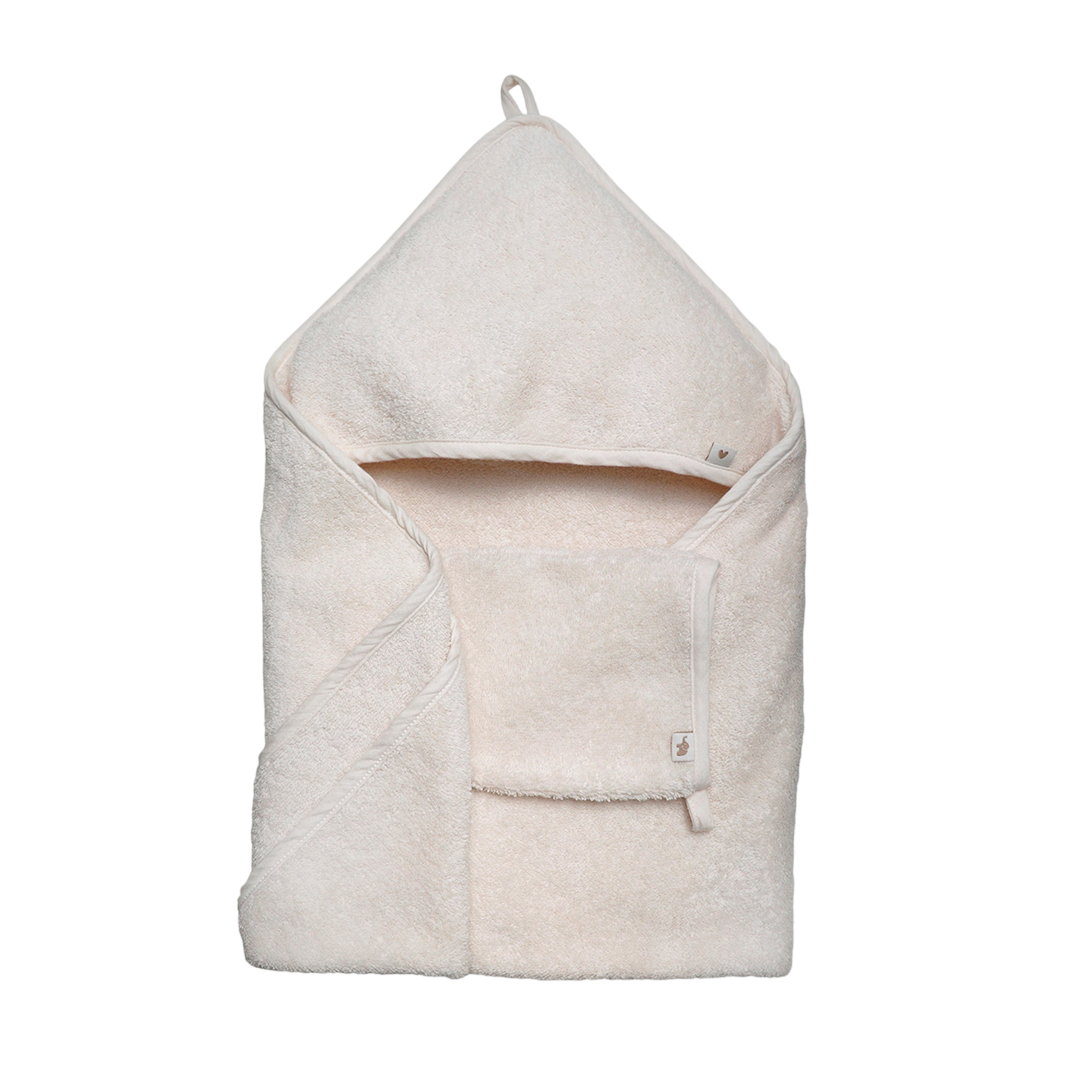 Serviette de bain à capuche pour bébé, couleur vanille