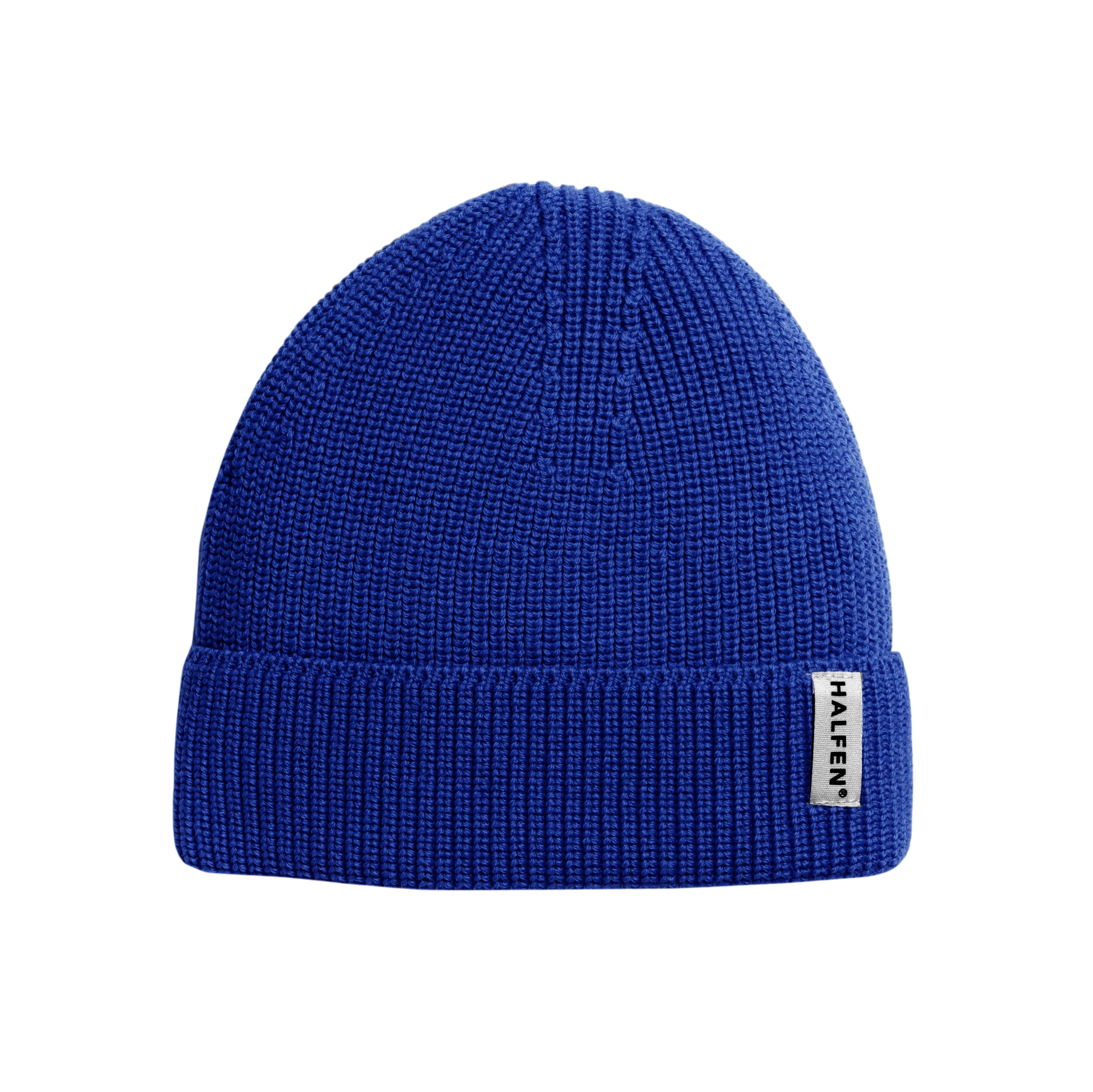 Adult Mütze Strick Merinowolle Royal blue