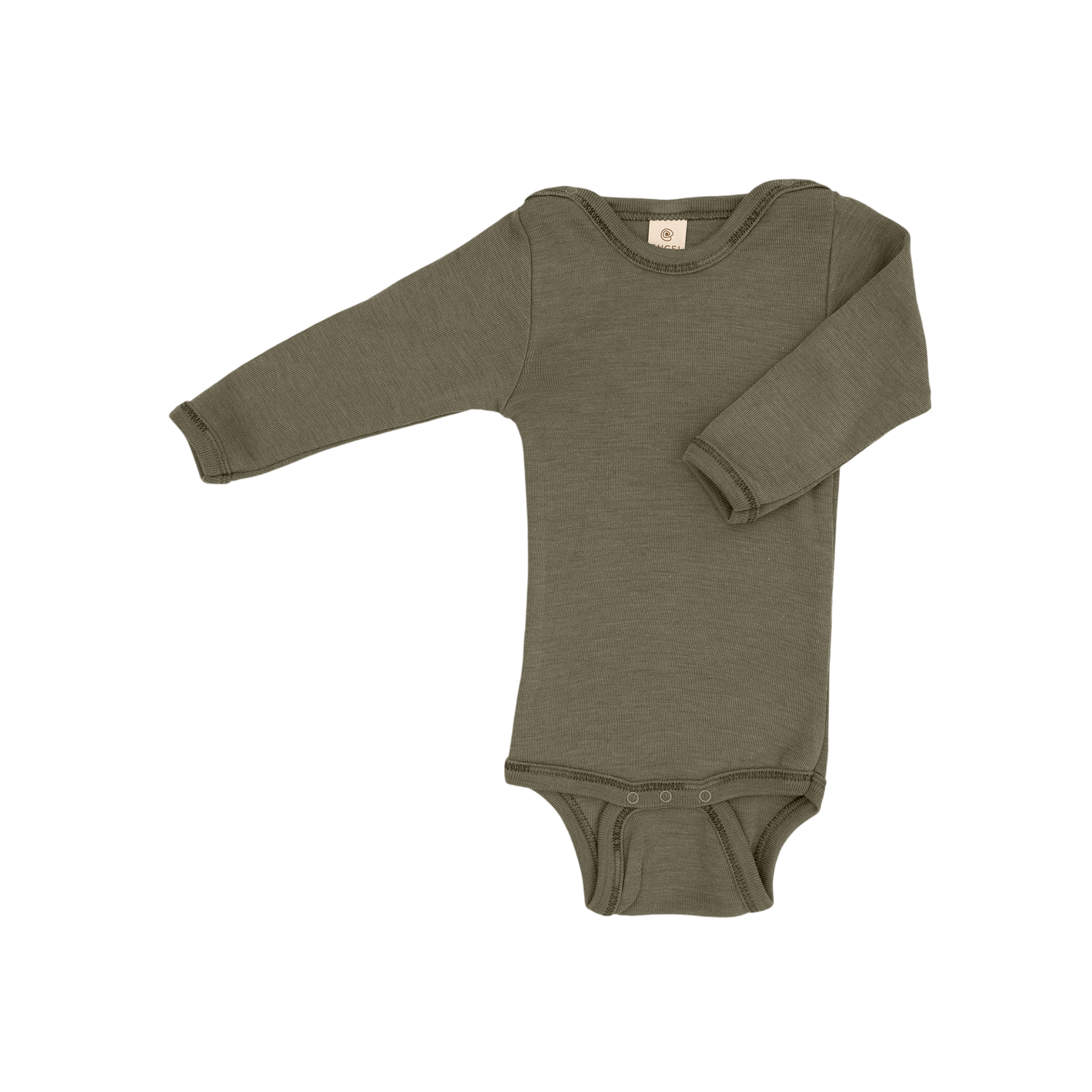 Body pour bébé en laine vierge certifiée GOTS, couleur olive