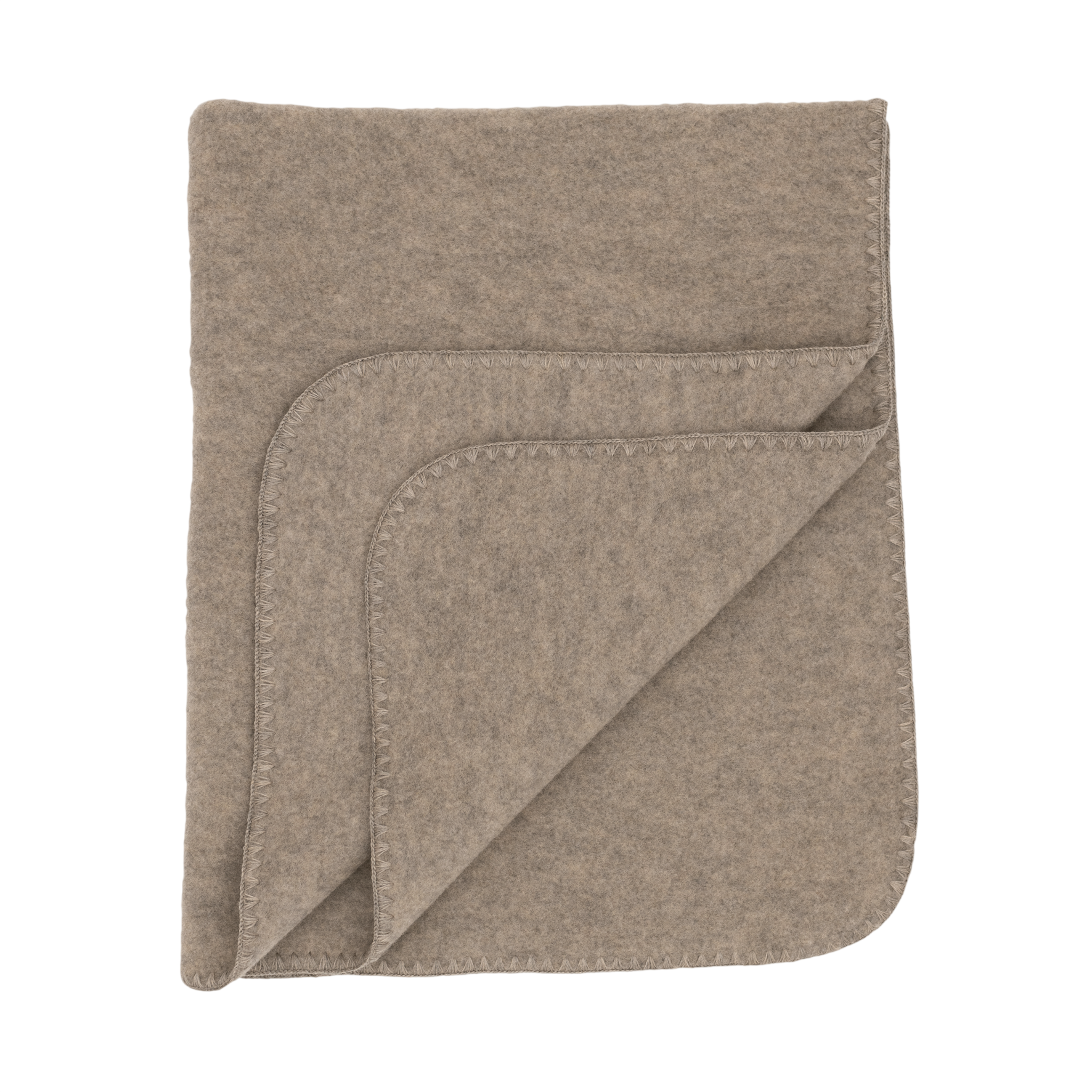 Couverture pour bébé à bordure festonnée, en laine vierge, couleur noyer chiné